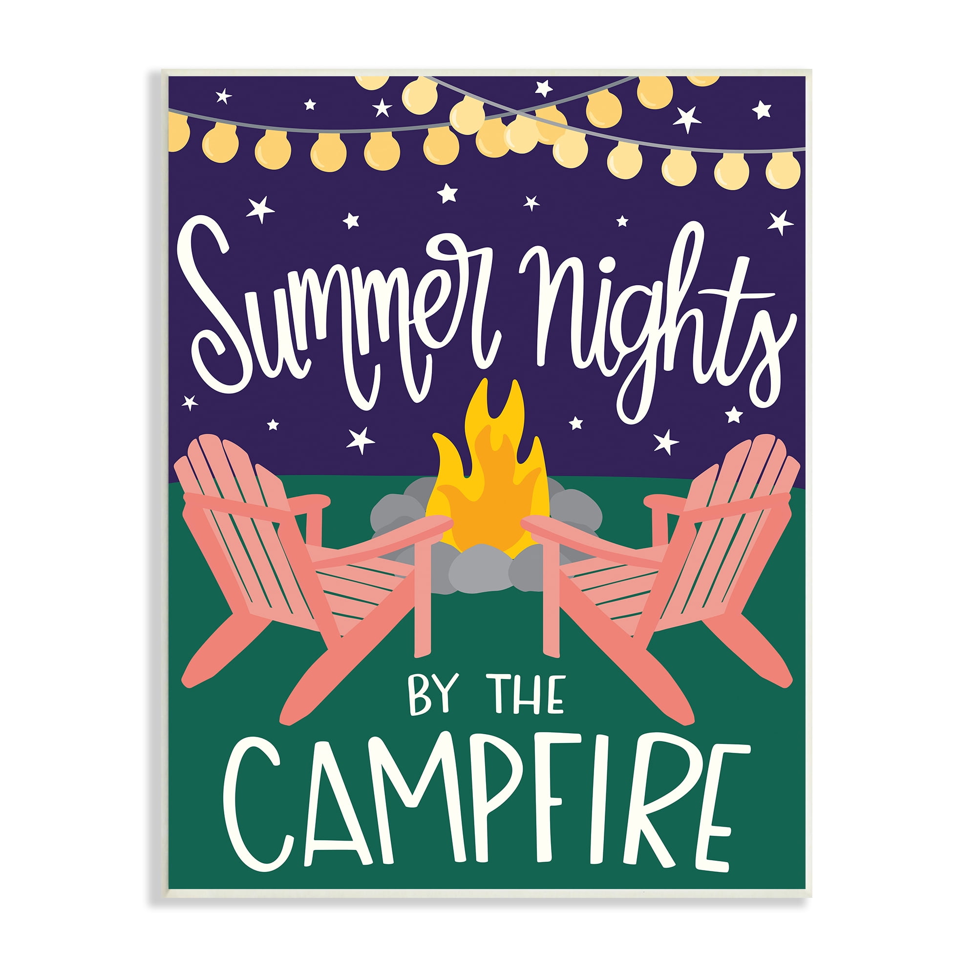 Stupell Industries Summer Nights by Campfire Phrase Starry Backyard Sky Typography Painting Unframed Art Print Wall Art, 13 x 19
