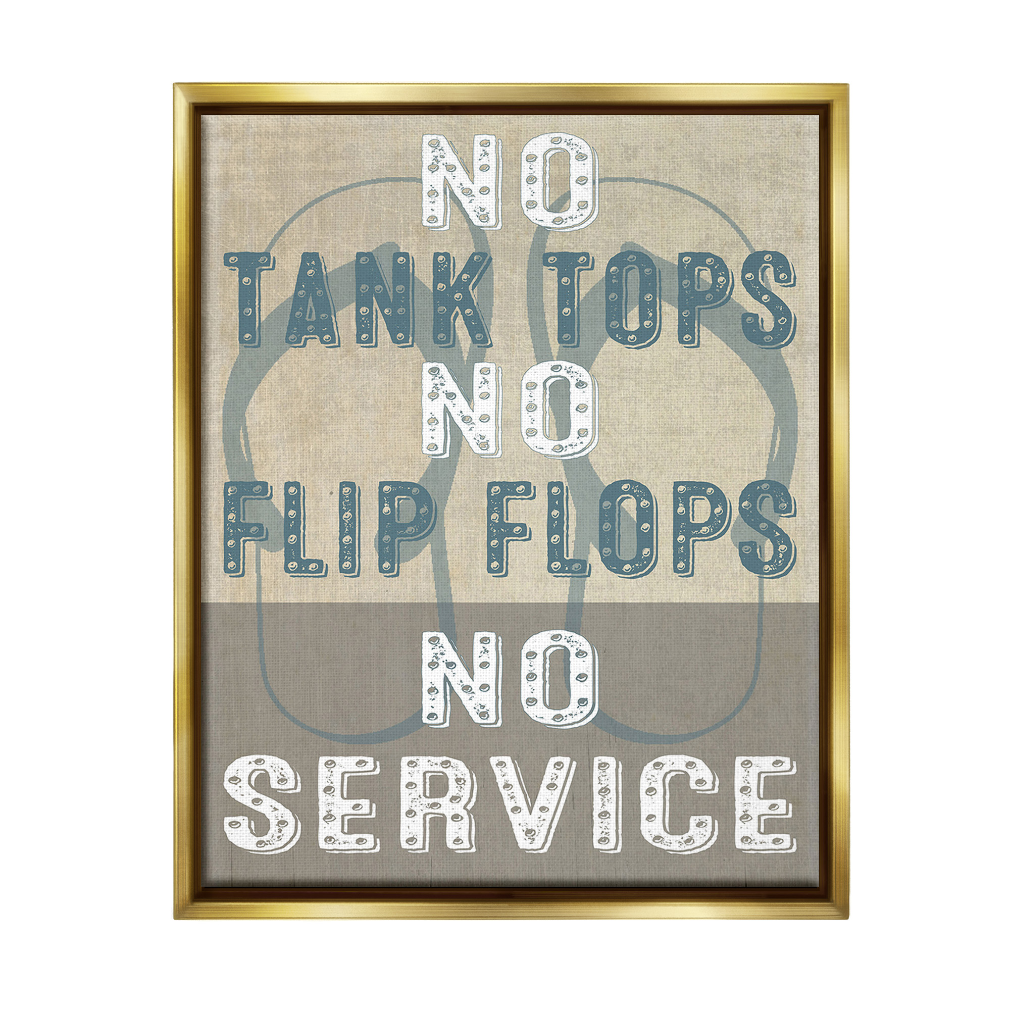 Stupell Industries Summer No Service Sign Typography Painting Gold Floater Framed Canvas Art Print Wall Art, 25 x 31