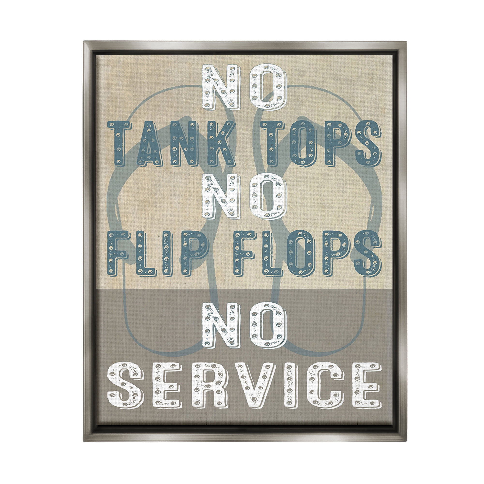 Stupell Industries Summer No Service Sign Typography Painting Gray Floater Framed Canvas Art Print Wall Art, 17 x 21