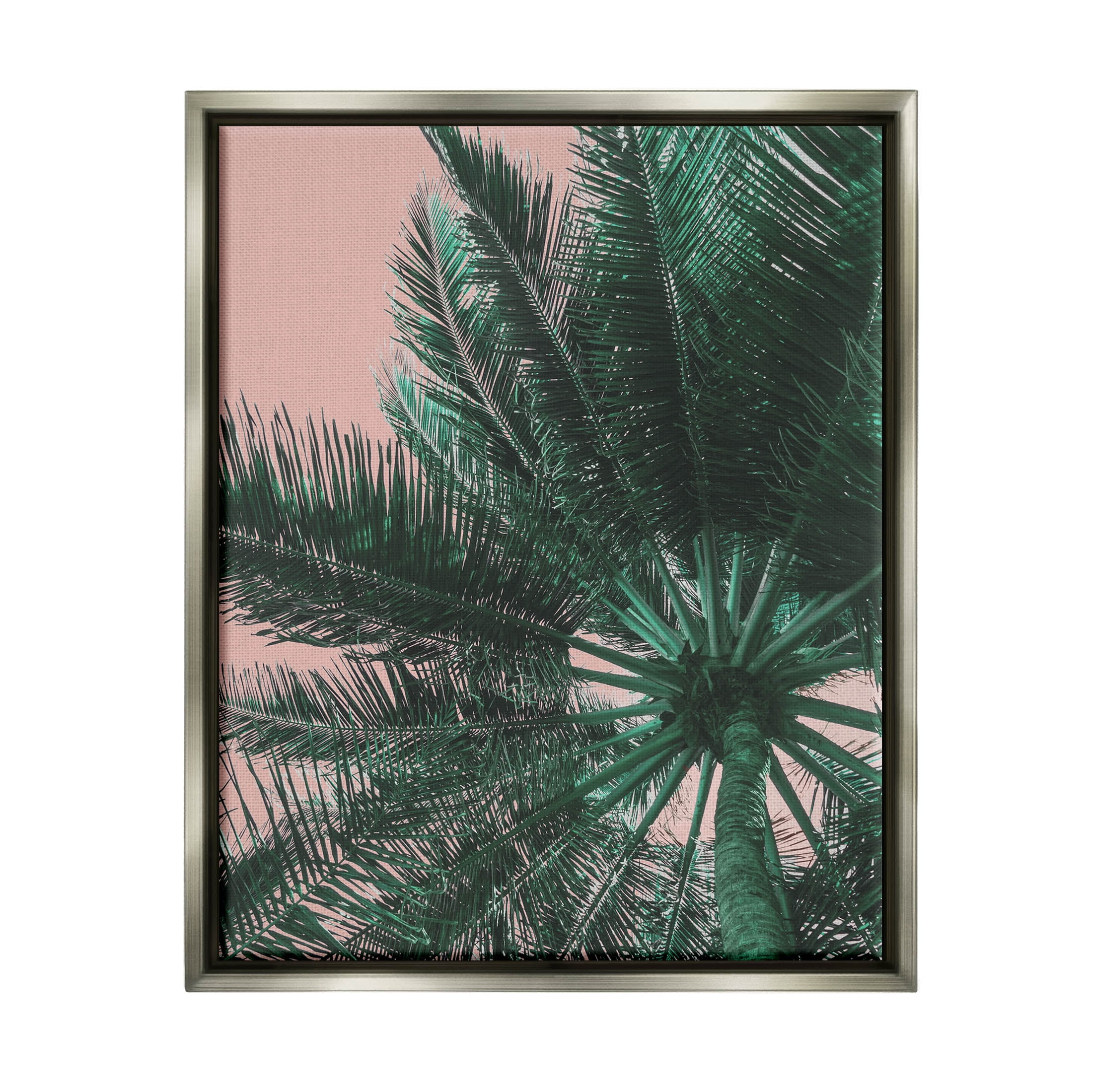 Stupell Industries Summer Overhead Palm Tree Photograph Luster Gray Floating Framed Canvas Print Wall Art, Design by Lil' Rue