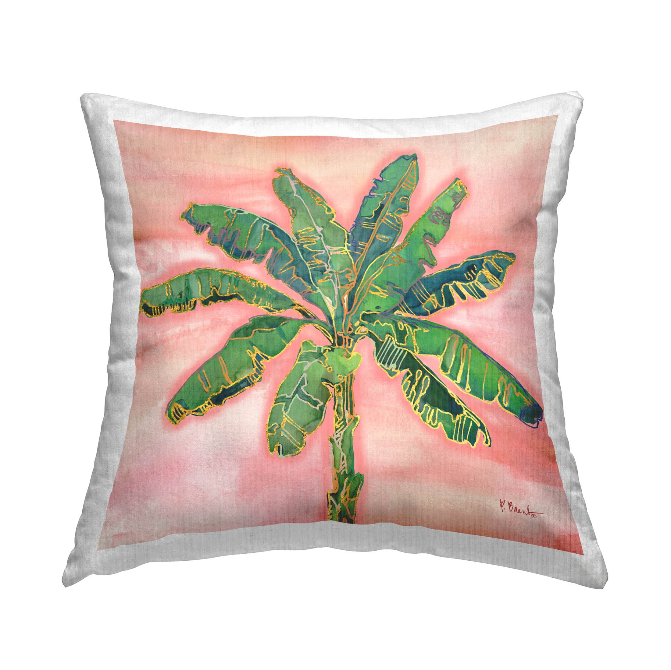 Stupell Industries Summer Palm Pink Sunrise Printed Throw Pillow Design by Paul Brent