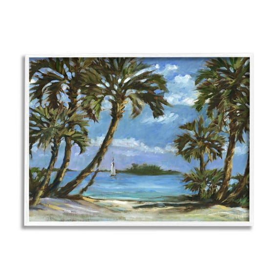 Stupell Industries Summer Palms Landscape Landscape Painting White Framed Art Print Wall Art, 30 x 24