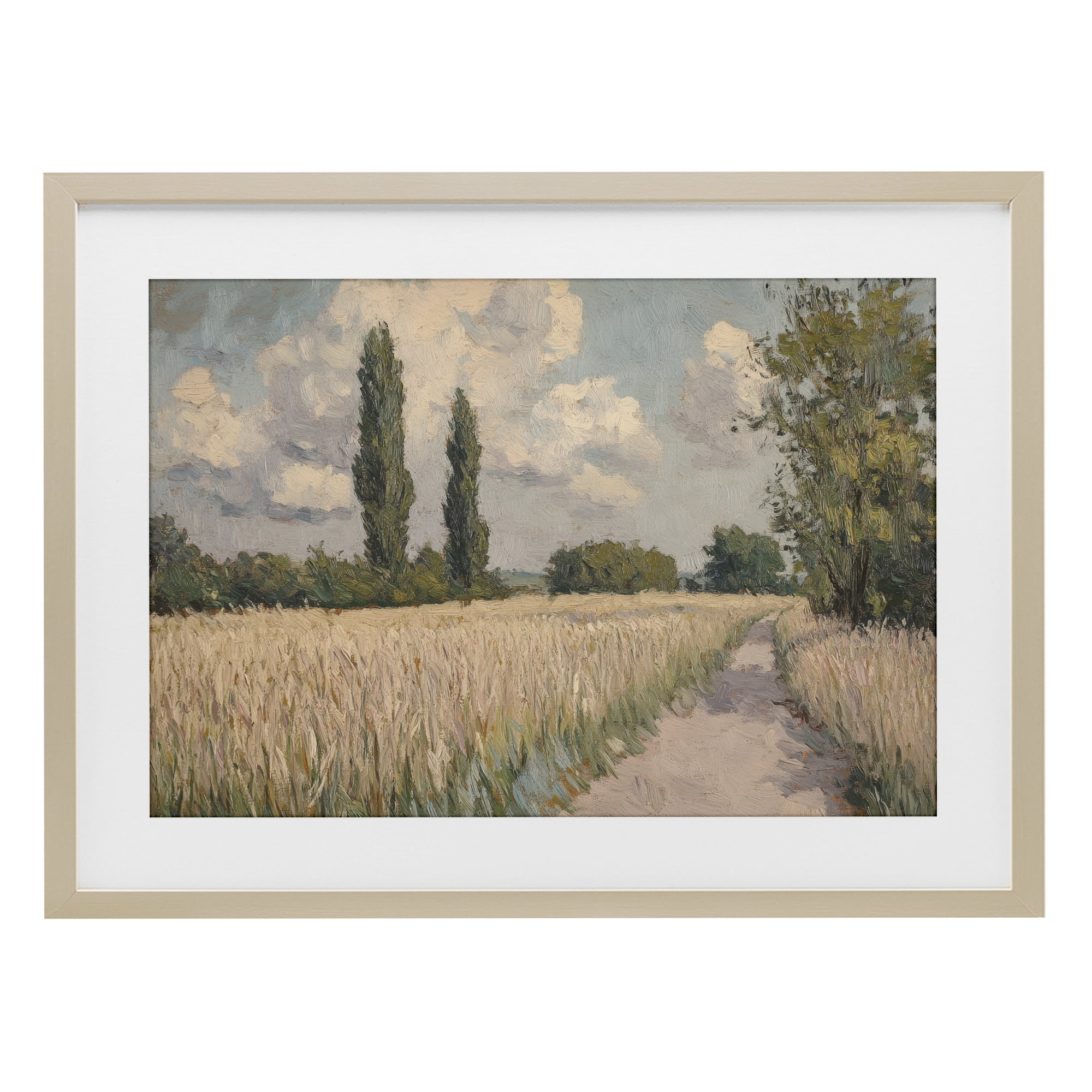 Stupell Industries Summer Path Between Poplars Birch Framed Print Under Glass, design by Petal Prints Design