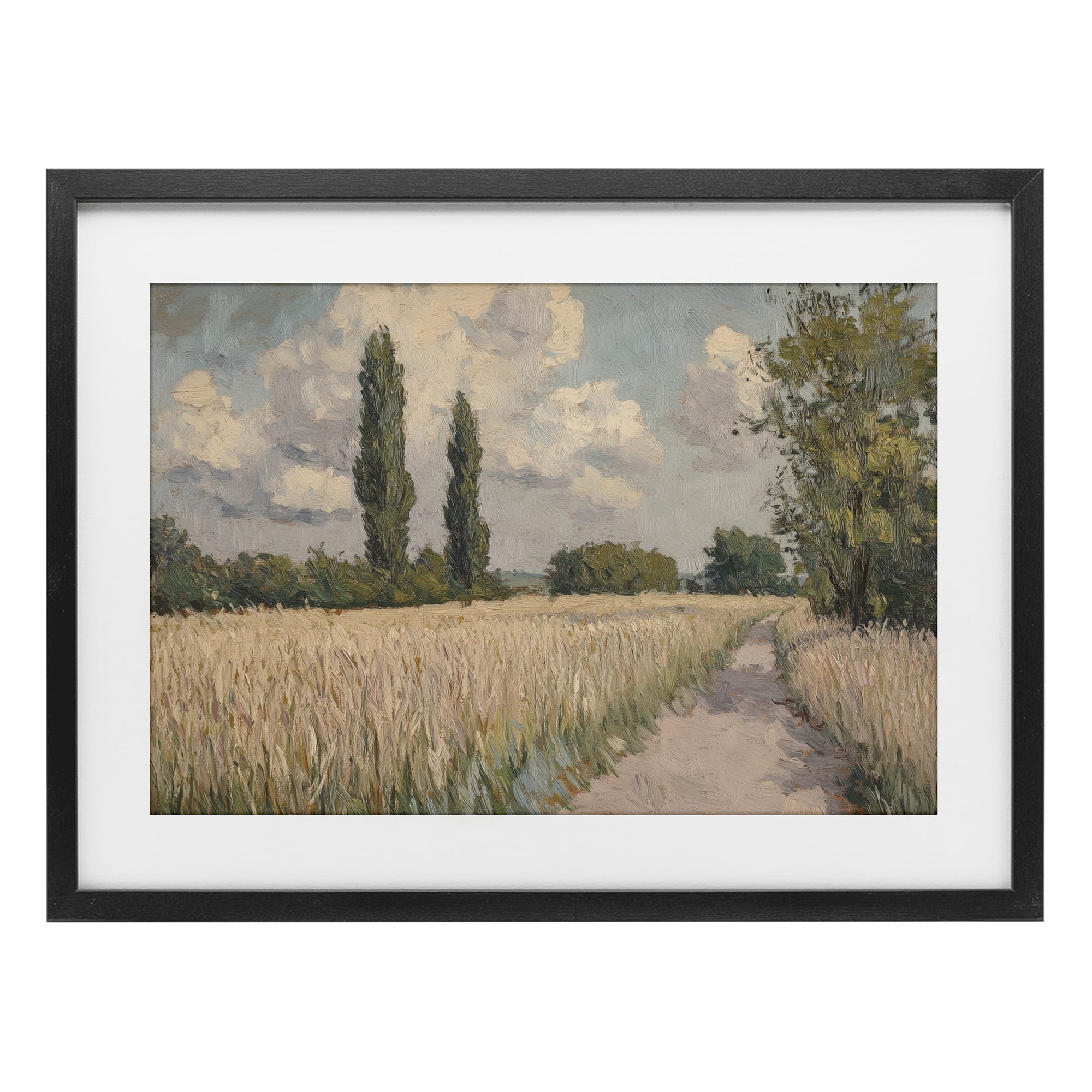 Stupell Industries Summer Path Between Poplars Black Framed Print Under Glass, design by Petal Prints Design