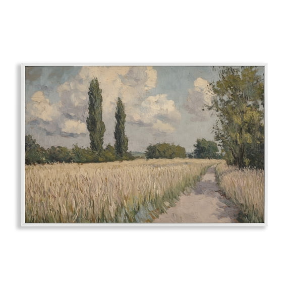 Stupell Industries Traditional Summer Path Between Poplars White Framed Giclee Art, 24 x 16, by Petals Prints Design