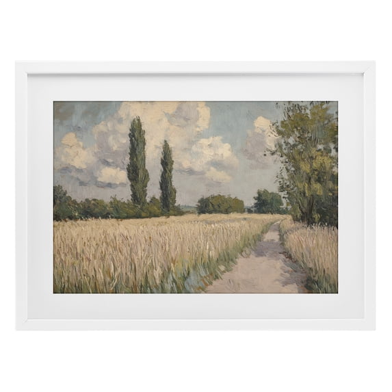 Stupell Industries Traditional Summer Path Between Poplars White Framed Print Under Glass, 23 x 17, by Petals Prints Design