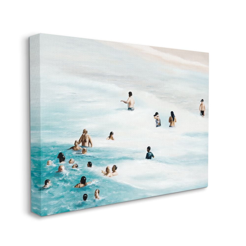 Stupell Industries Summer People Swimming Waves Beach Water Landscape Canvas Wall Art Design by Urban Road, 30" x 40"