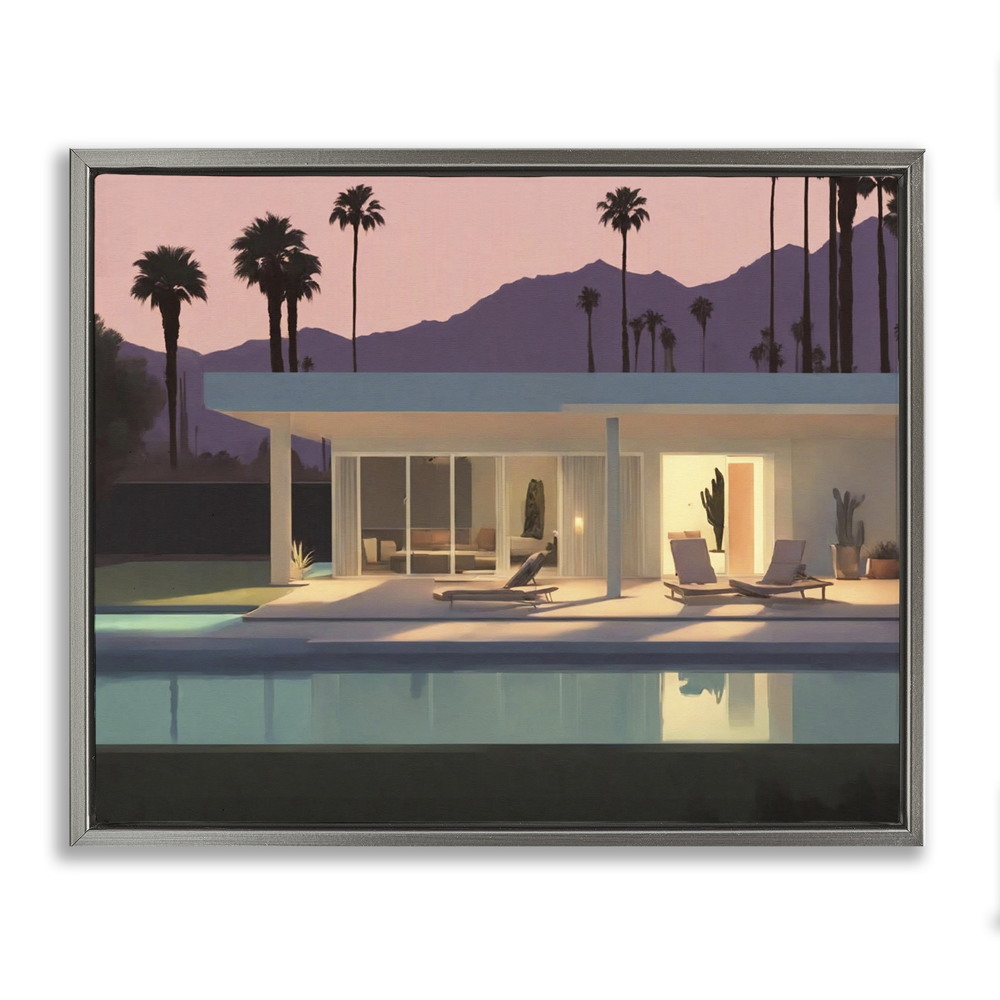 Stupell Industries Summer Pool Reflection Landscape & Nature Painting Gray Floater Framed Canvas Art Print Wall Art, 31 x 25