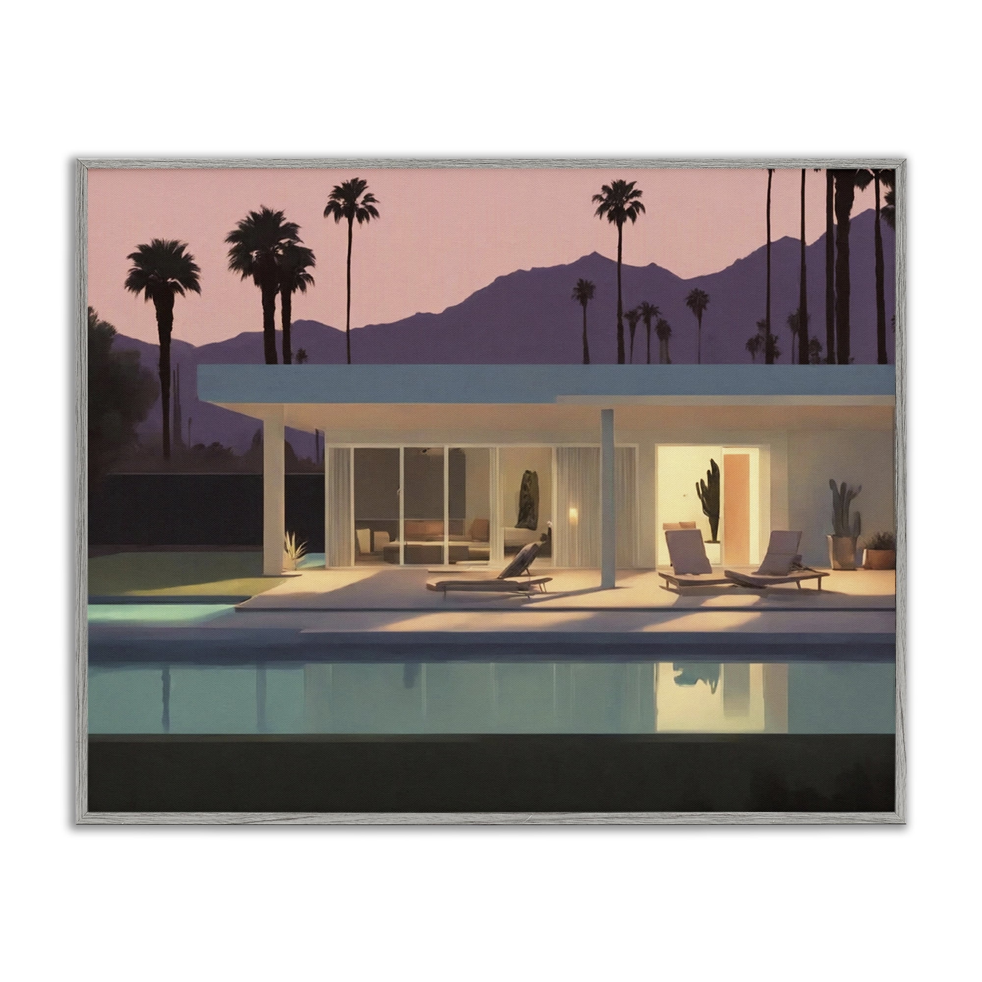 Stupell Industries Summer Pool Reflection Landscape & Nature Painting Gray Framed Art Print Wall Art, 14 x 11