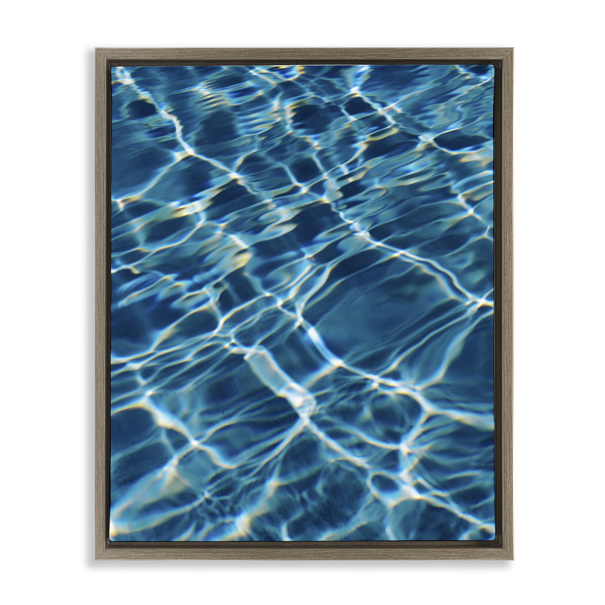 Stupell Industries Summer Pool Ripples Abstract Painting Brown Floater Framed Canvas Art Print Wall Art, 25 x 31