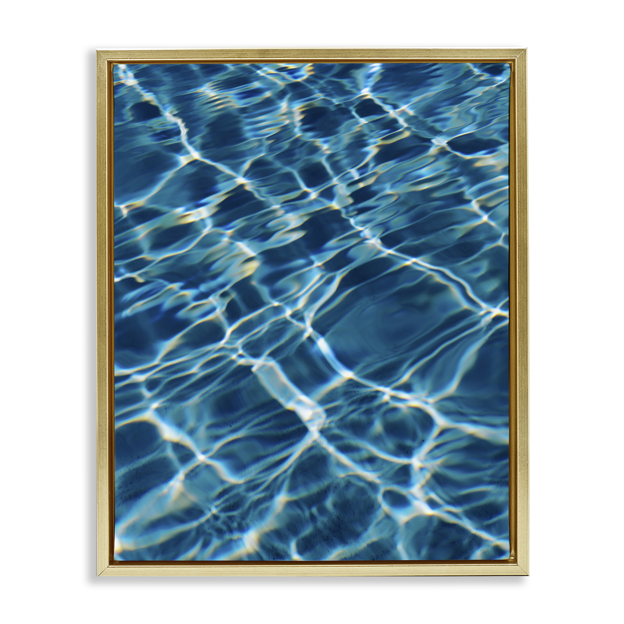 Stupell Industries Summer Pool Ripples Abstract Painting Gold Floater Framed Canvas Art Print Wall Art, 17 x 21