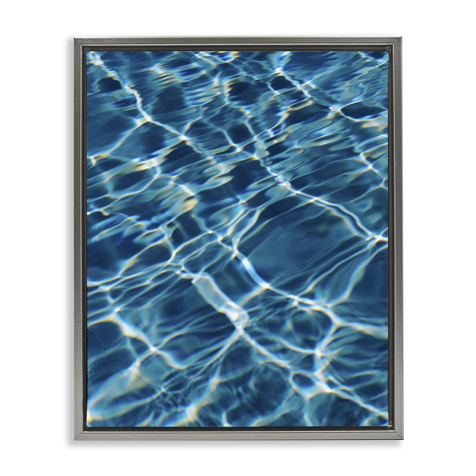Stupell Industries Summer Pool Ripples Abstract Painting Gray Floater Framed Canvas Art Print Wall Art, 25 x 31