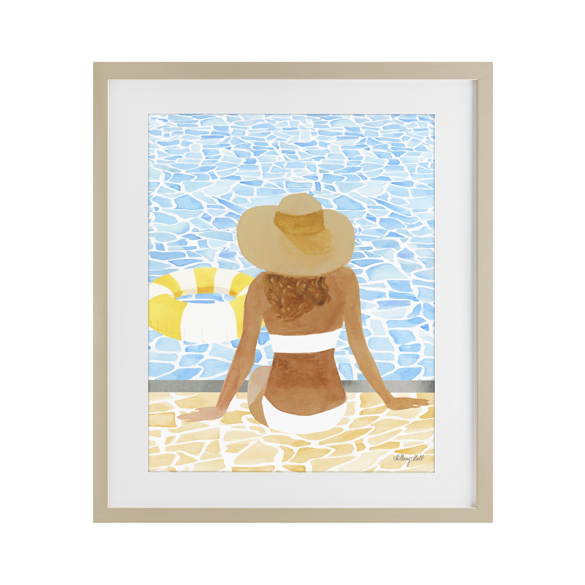 Stupell Industries Summer Poolside Chill Birch Framed Print Under Glass, design by Hillary Holt