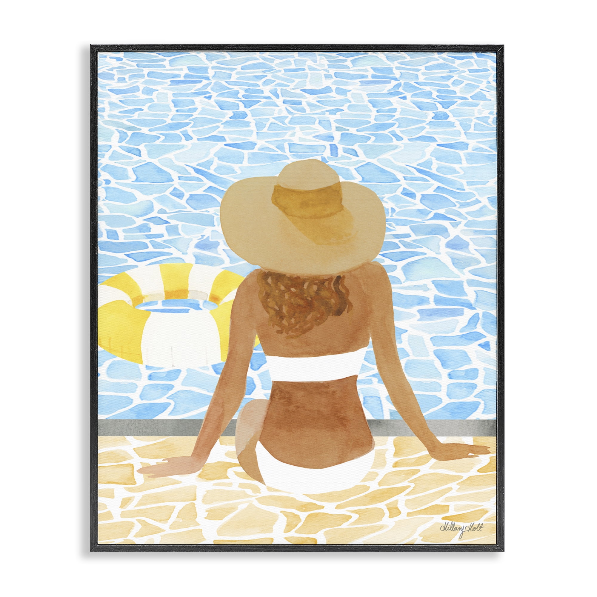 Stupell Industries Summer Poolside Chill Black Framed Giclee Art, design by Hillary Holt