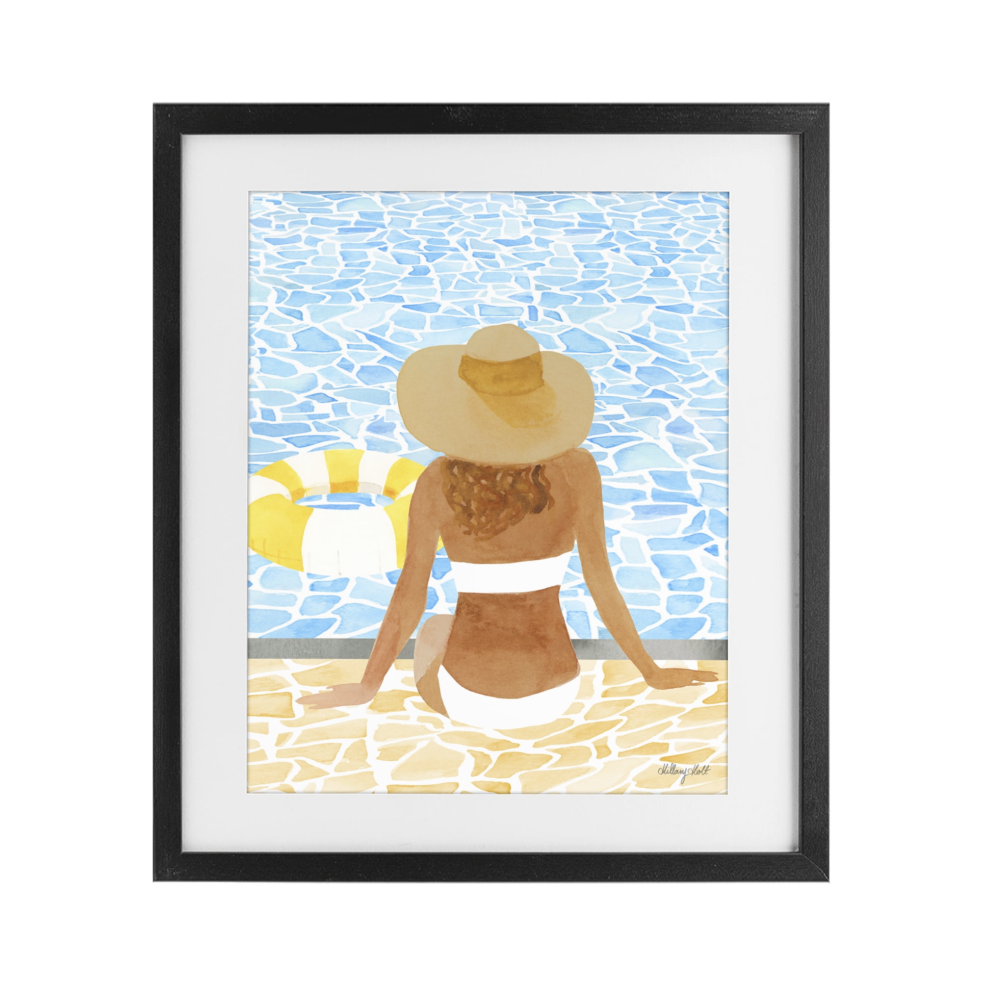 Stupell Industries Summer Poolside Chill Black Framed Print Under Glass, design by Hillary Holt