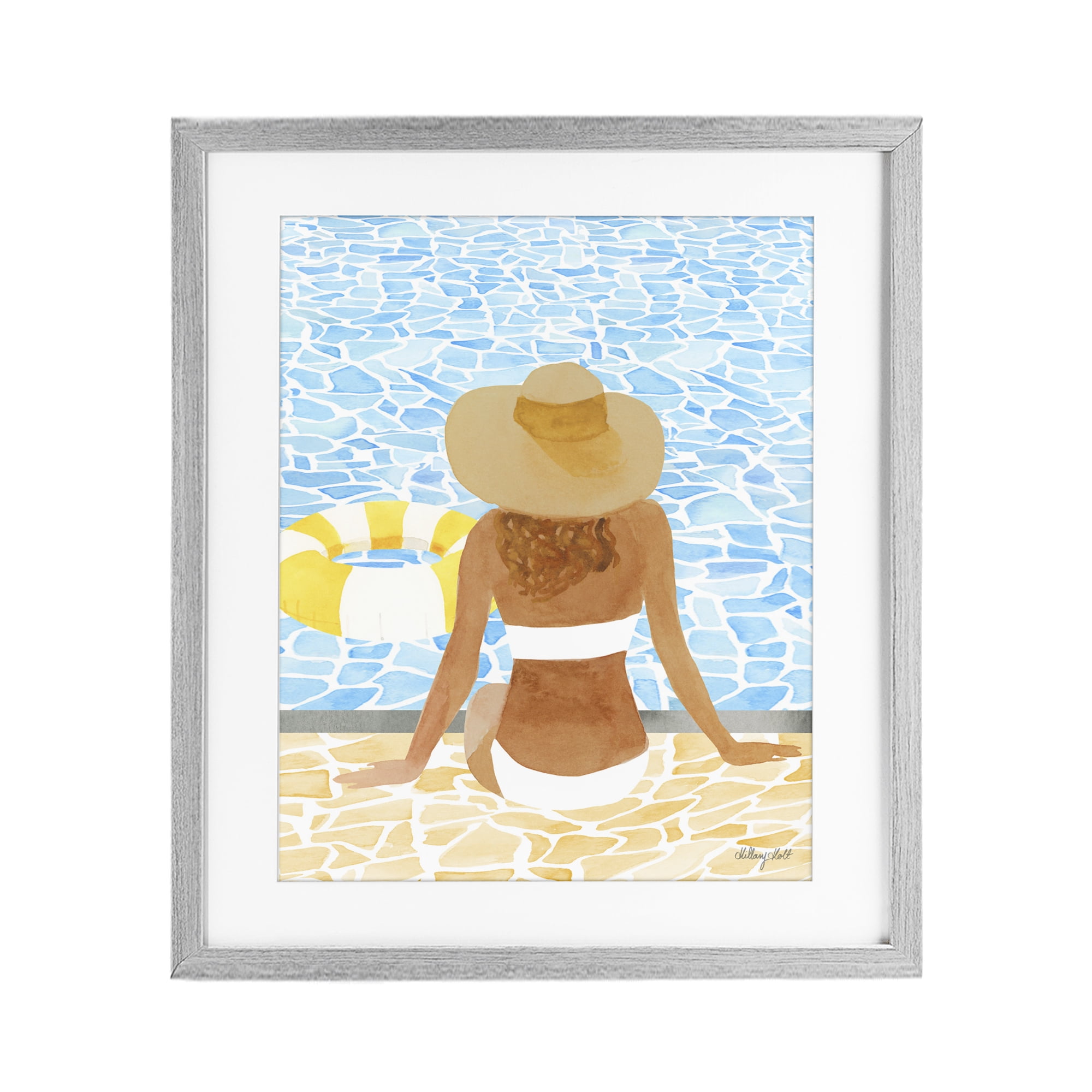 Stupell Industries Summer Poolside Chill Gray Framed Print Under Glass, design by Hillary Holt