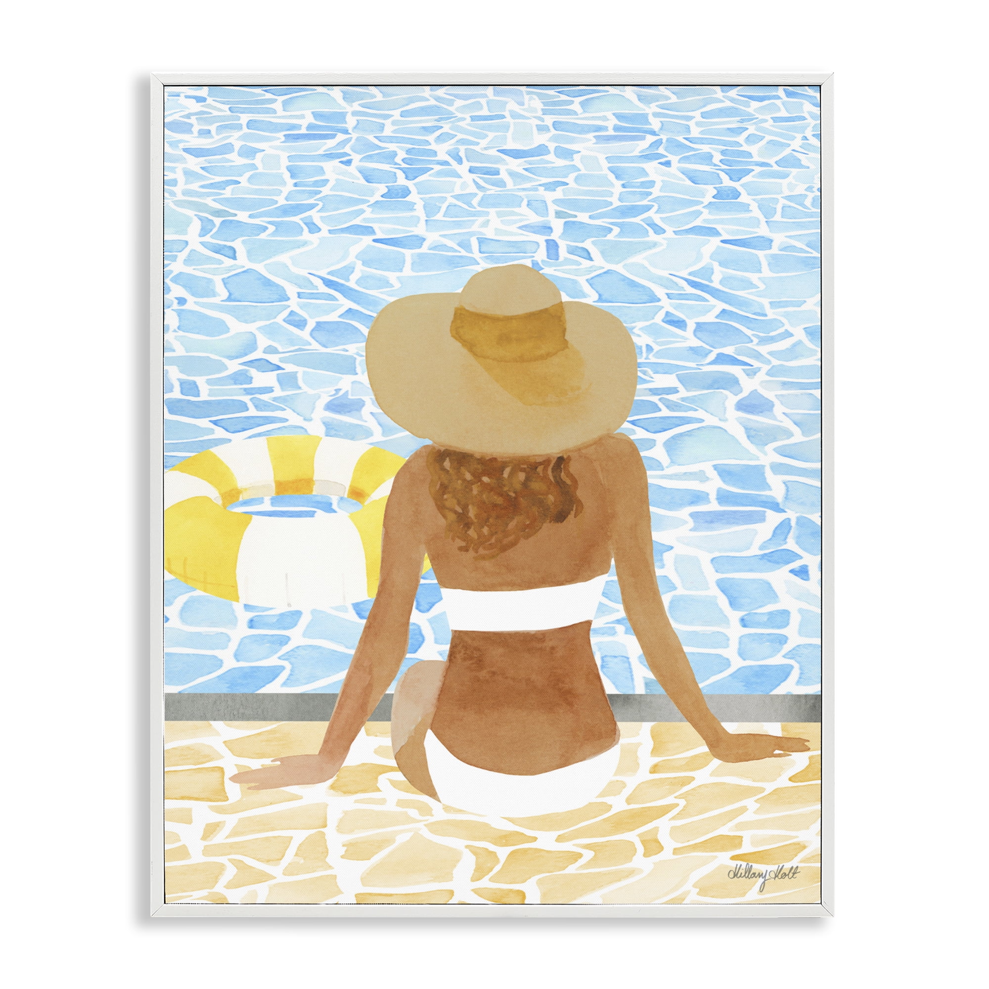 Stupell Industries Summer Poolside Chill White Framed Giclee Art, design by Hillary Holt