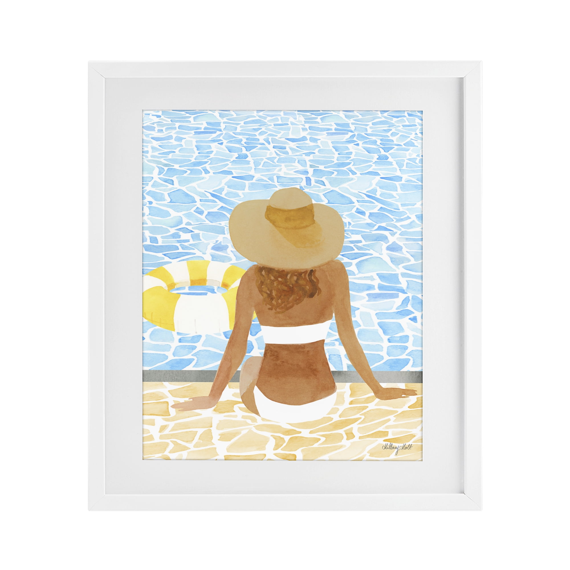 Stupell Industries Summer Poolside Chill White Framed Print Under Glass, design by Hillary Holt