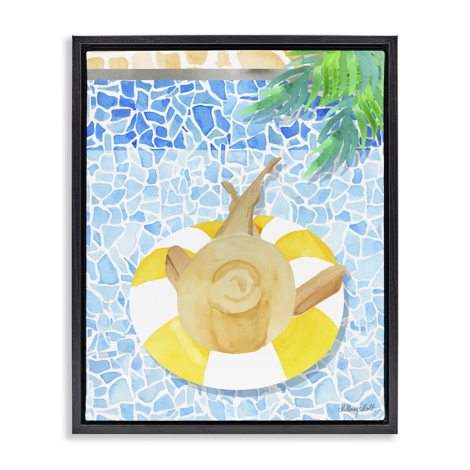 Stupell Industries Summer Poolside Drift Black Framed Floater Canvas Wall Art, design by Hillary Holt