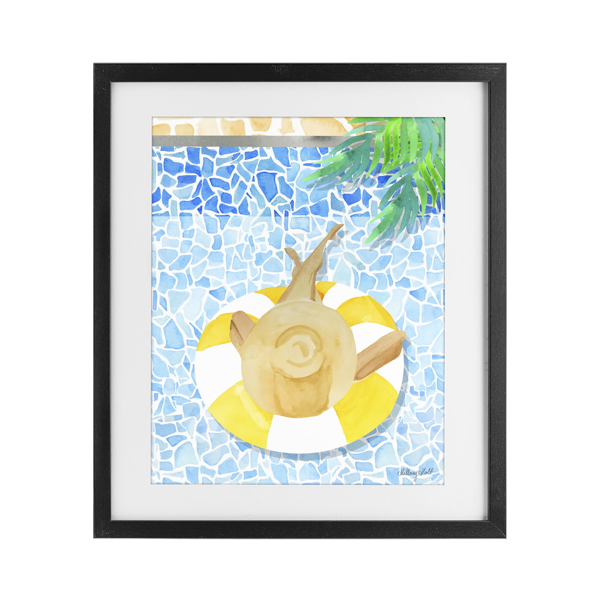 Stupell Industries Summer Poolside Drift Black Framed Print Under Glass, design by Hillary Holt