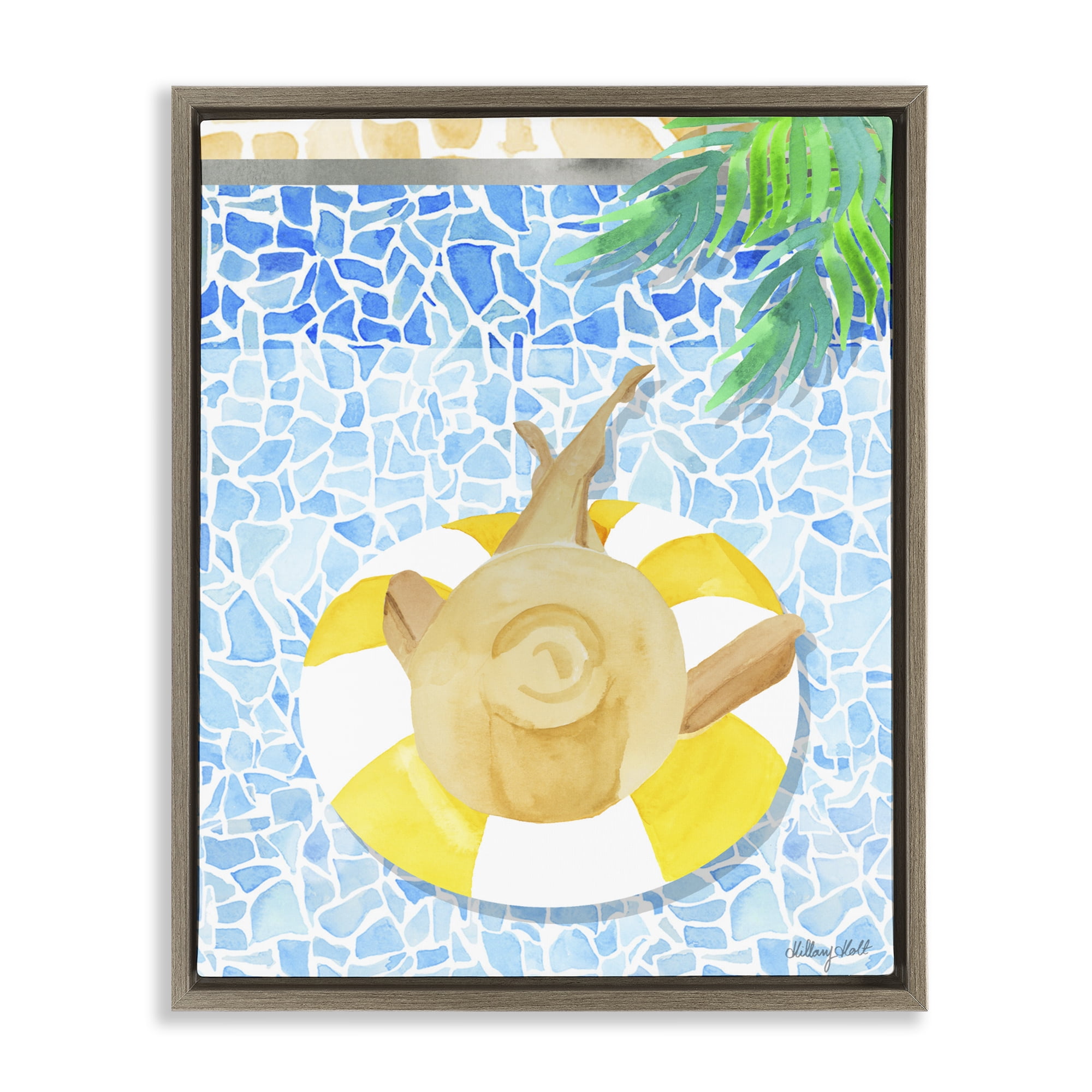 Stupell Industries Summer Poolside Drift Brown Framed Floater Canvas Wall Art, design by Hillary Holt