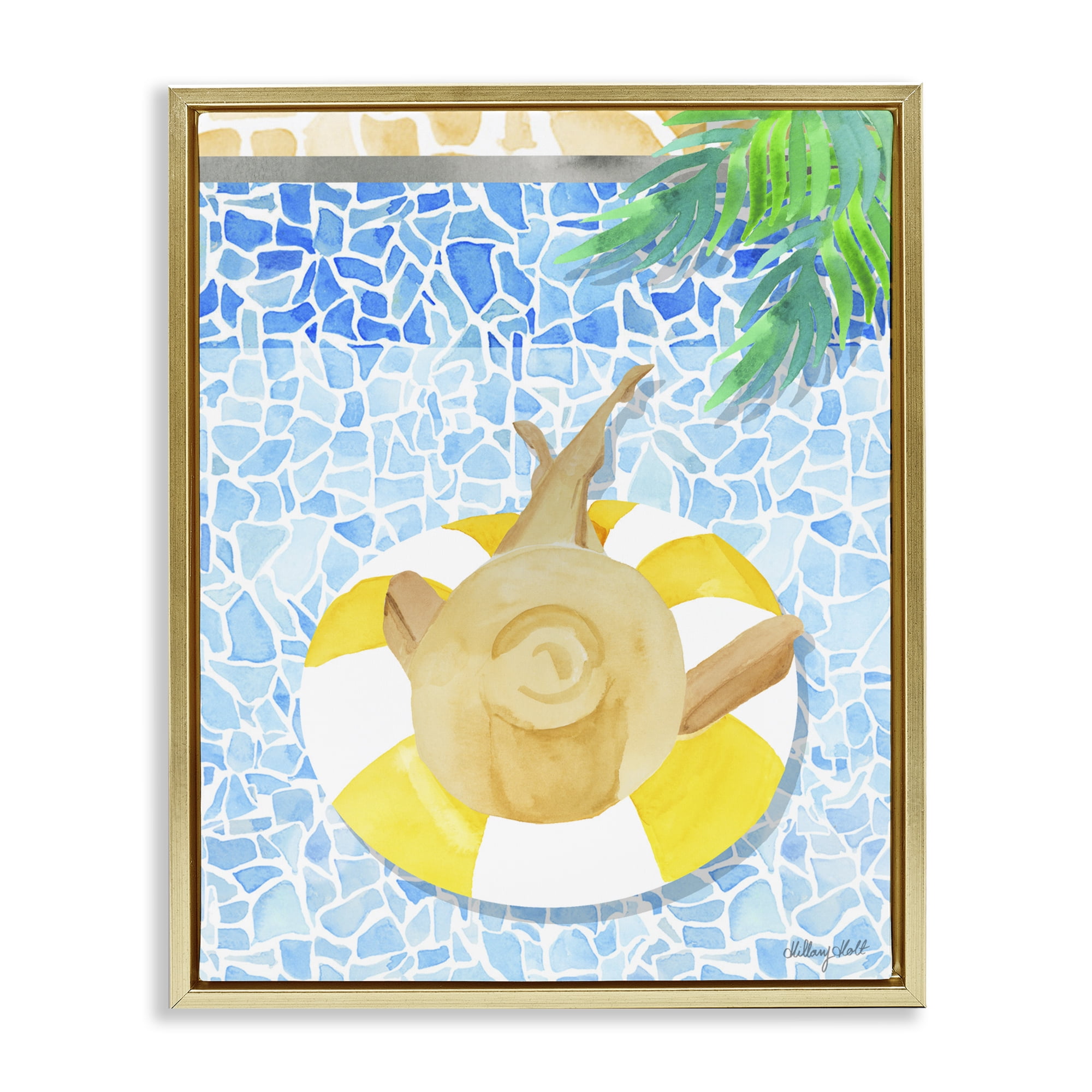 Stupell Industries Summer Poolside Drift Gold Framed Floater Canvas Wall Art, design by Hillary Holt