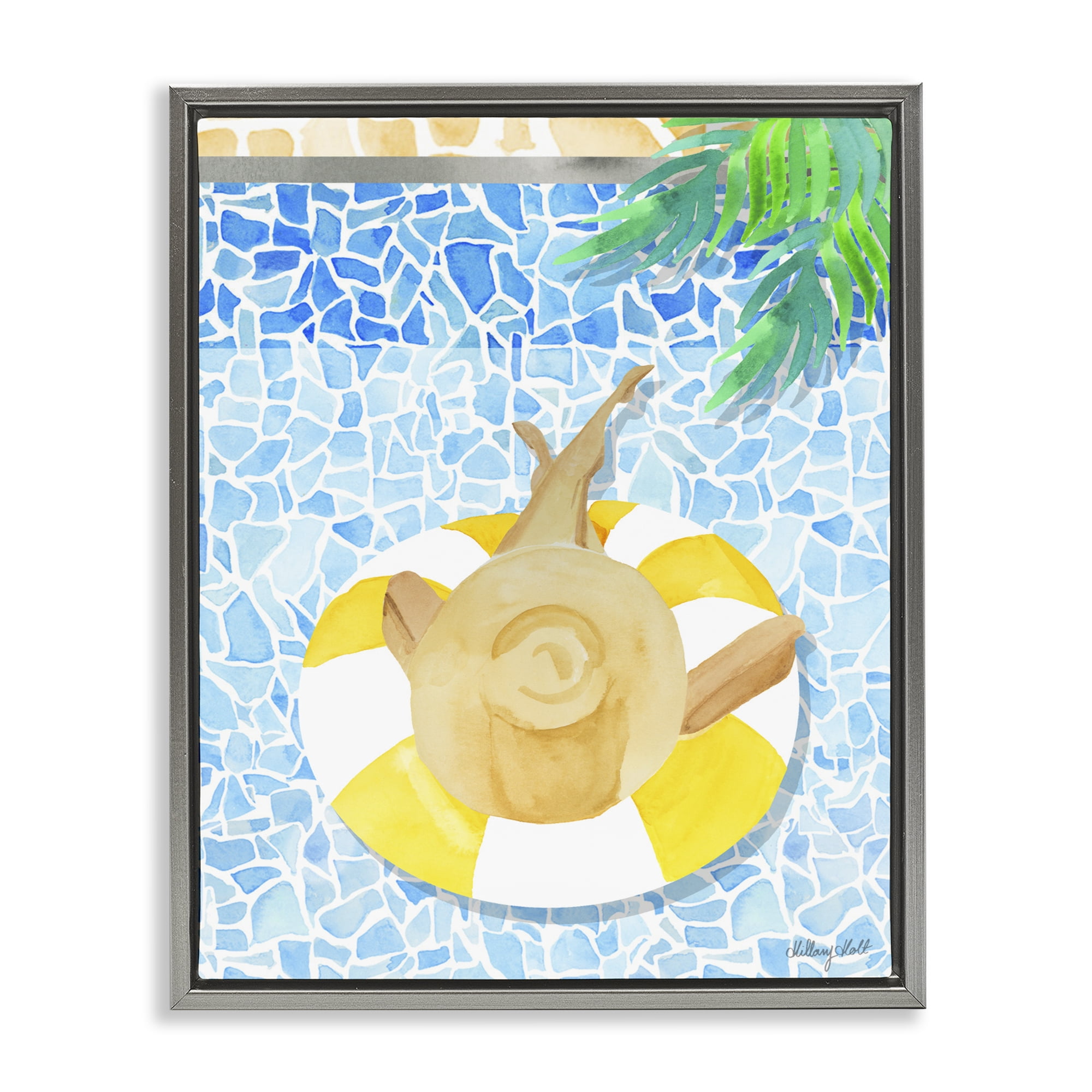 Stupell Industries Summer Poolside Drift Gray Framed Floater Canvas Wall Art, design by Hillary Holt