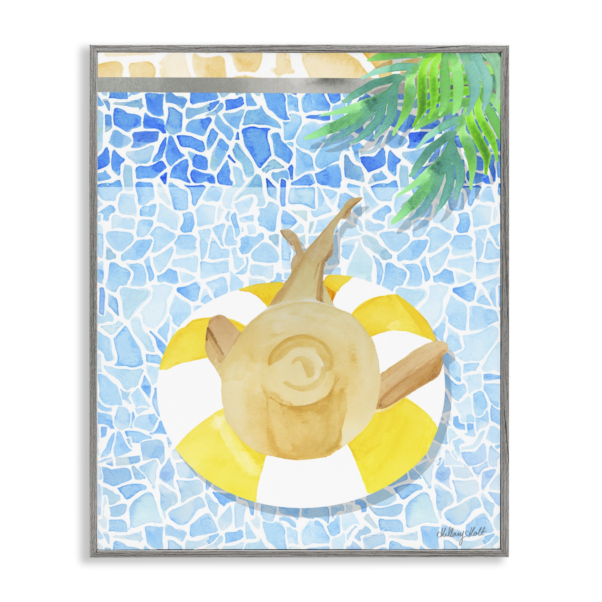 Stupell Industries Summer Poolside Drift Gray Framed Giclee Art, design by Hillary Holt