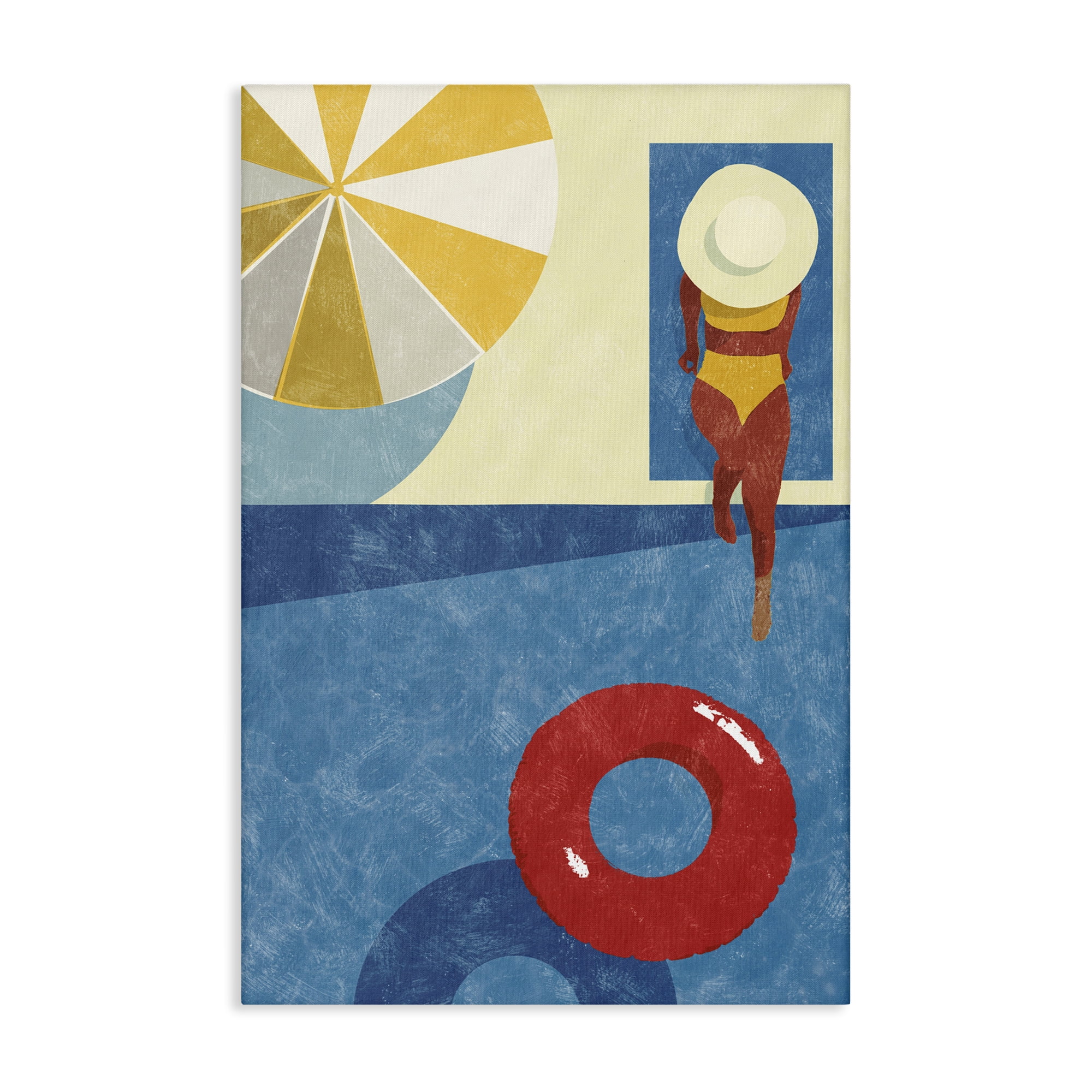 Stupell Industries Summer Poolside Girl Novelty Painting Gallery Wrapped Canvas Art Print Wall Art, 20 x 30