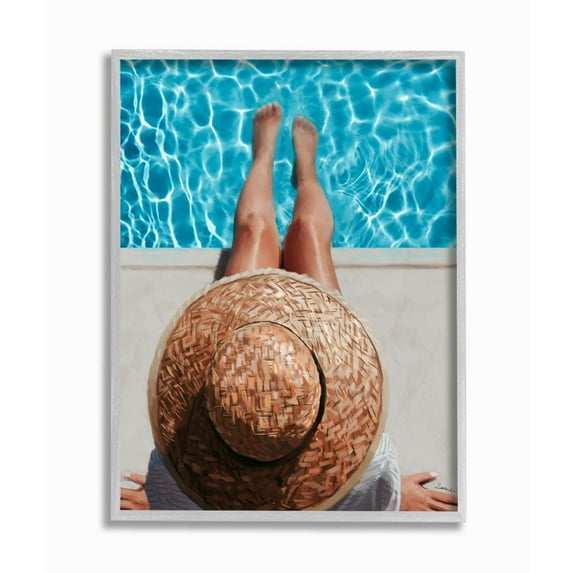 Stupell Industries Summer Poolside Lounge Women's Fashion Accessories Framed Wall Art Design by Ziwei Li, 16" x 20", Gray Framed
