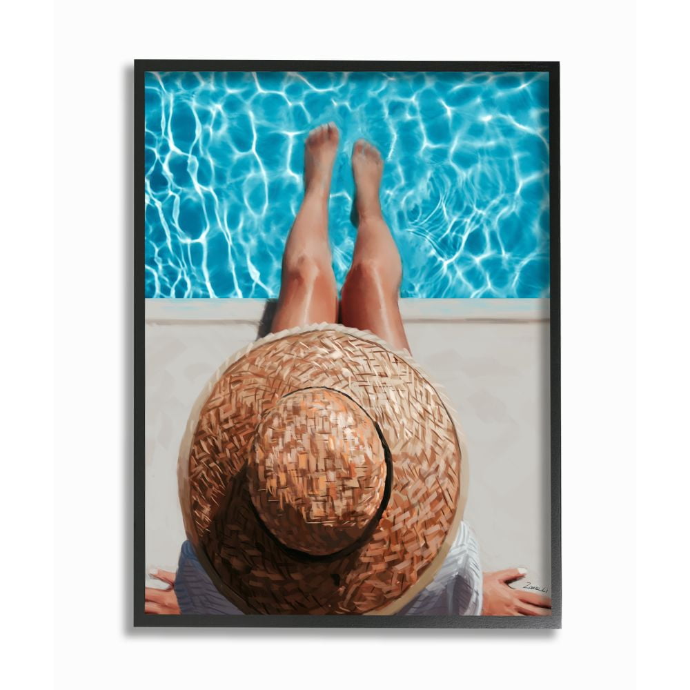 Stupell Industries Summer Poolside Lounge Women's Fashion Accessories Framed Wall Art Design by Ziwei Li, 24" x 30", Black Framed