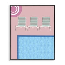 Stupell Industries Summer Poolside View Scenery Painting Black Framed Art Print Wall Art, 11 x 14