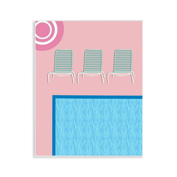 Stupell Industries Summer Poolside View Scenery Painting Unframed Art Print Wall Art, 11 x 14