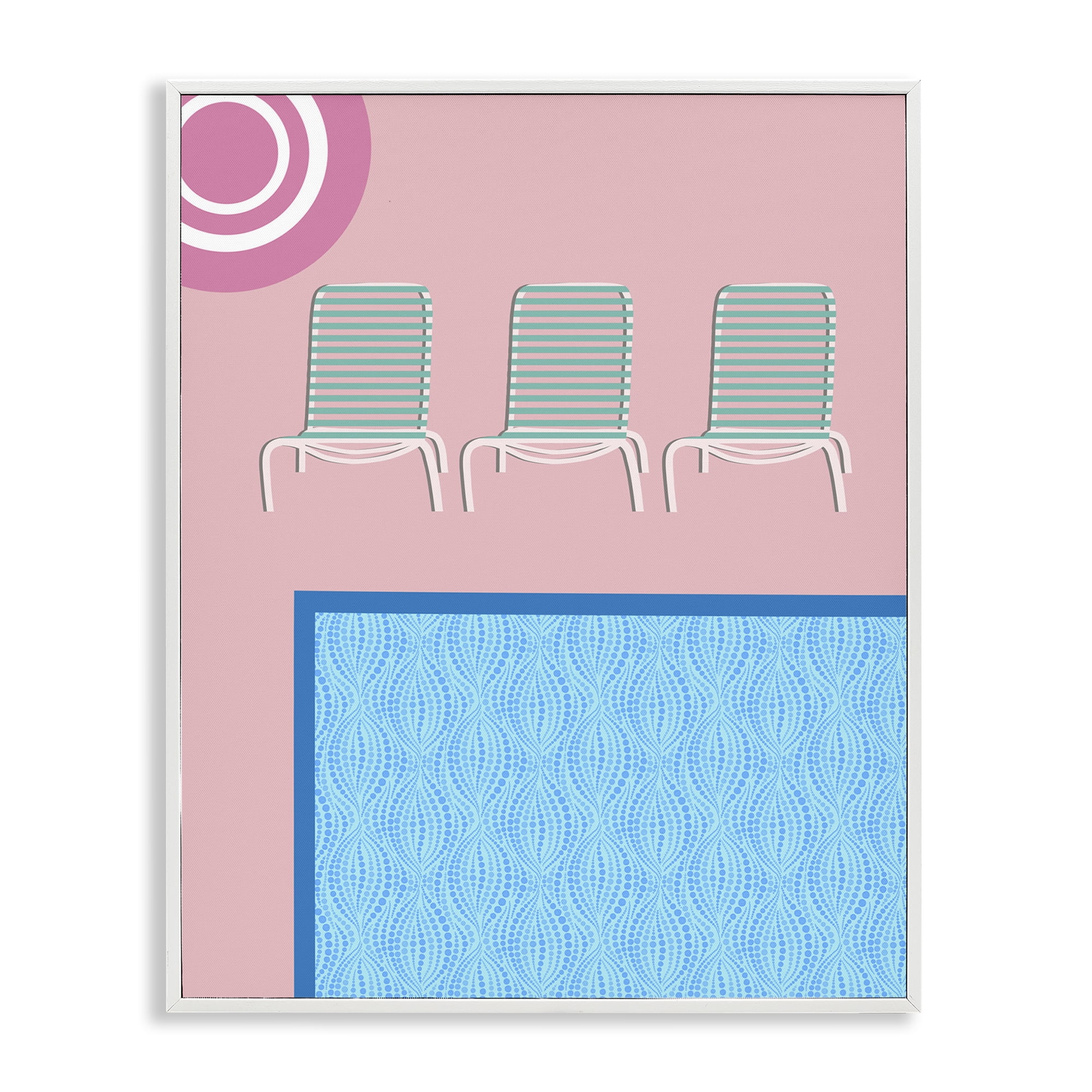 Stupell Industries Summer Poolside View Scenery Painting White Framed Art Print Wall Art, 24 x 30