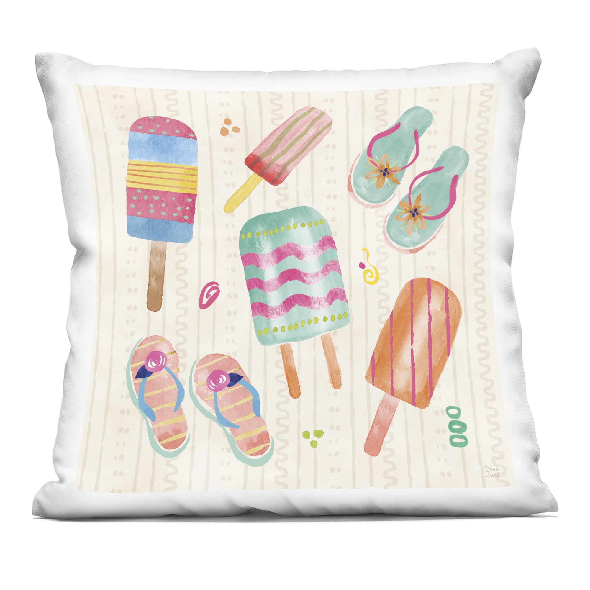 Stupell Industries Summer Popsicles & Sandals Decorative Printed Throw Pillow, design by Dina June, 18 x 7 x 18