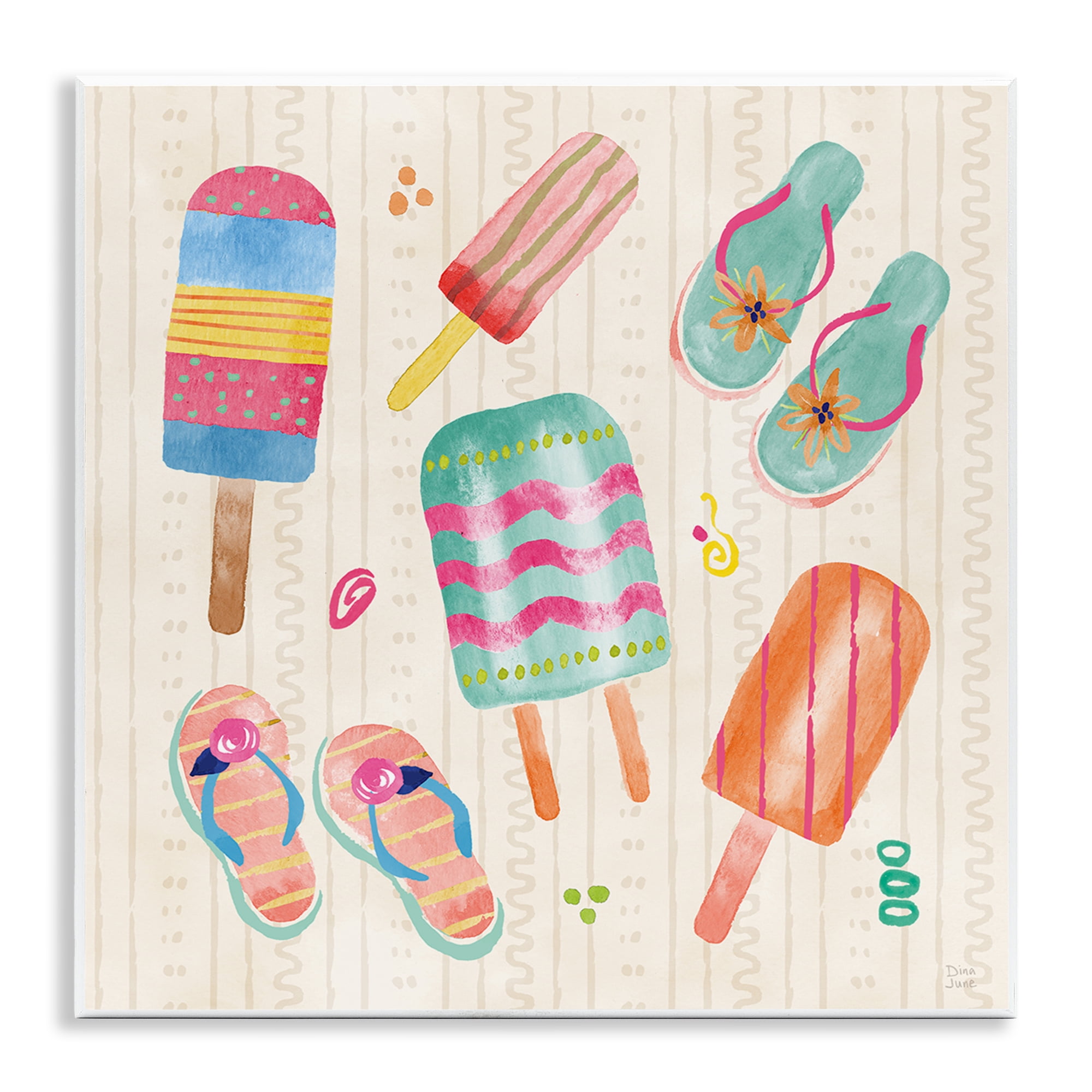 Stupell Industries Summer Popsicles & Sandals Wall Plaque Art, design by Dina June