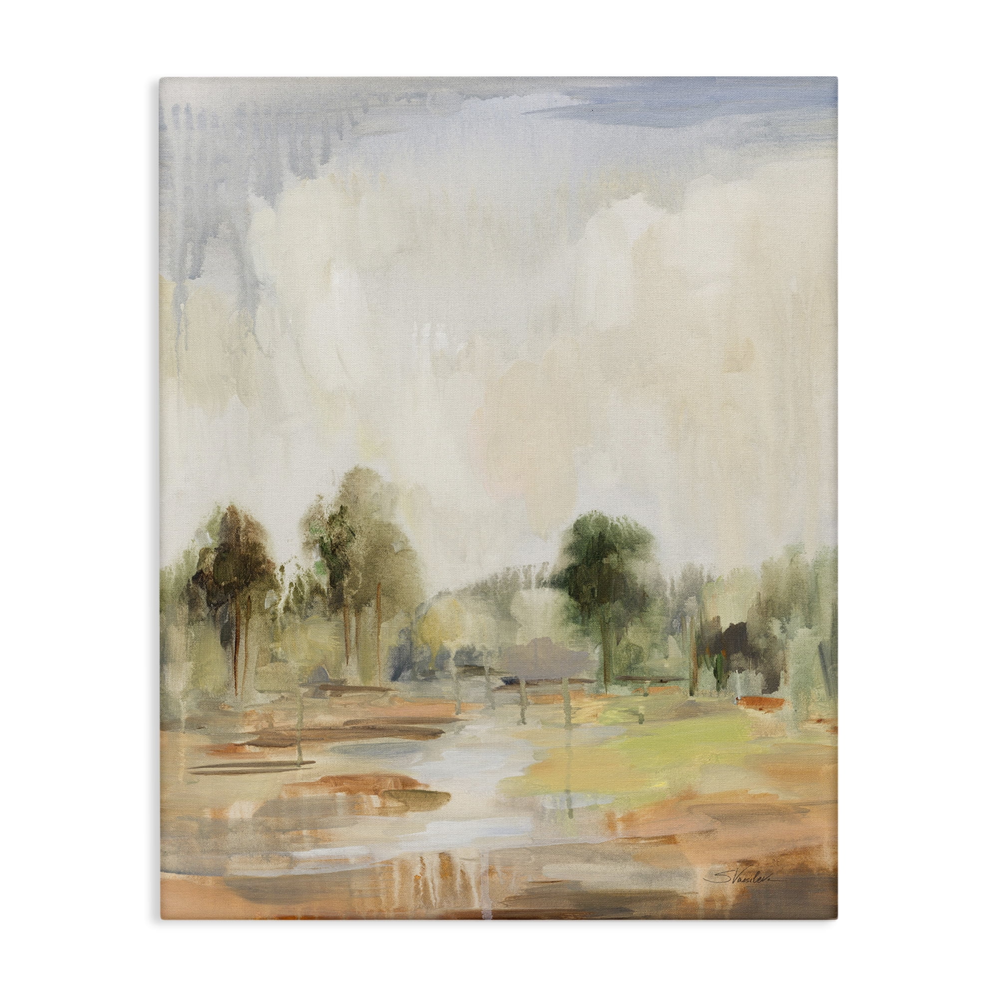 Stupell Industries Summer Rain Landscape Landscape Painting Gallery Wrapped Canvas Art Print Wall Art, 36 x 48