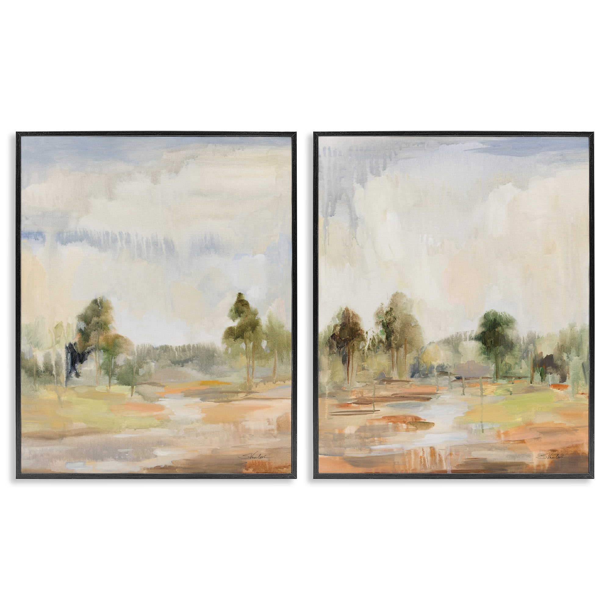 Stupell Industries Summer Rainstorm in the Woods Landscape & Nature Painting Black Framed Art Print Wall Art, 11 x 14, Set of 2
