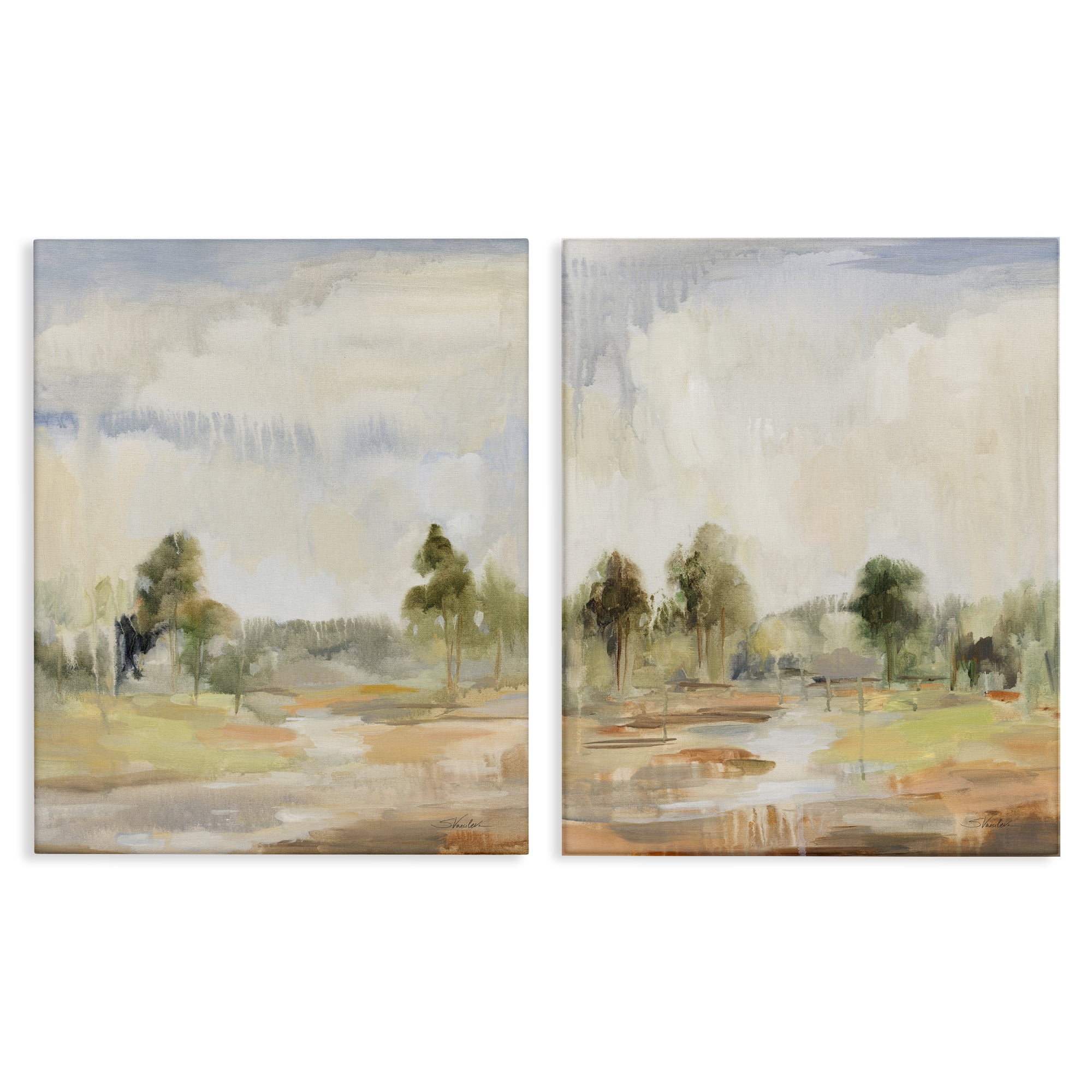 Stupell Industries Summer Rainstorm in the Woods Landscape & Nature Painting Wrapped Canvas Art Print Wall Art, 24 x 30, Set of 2