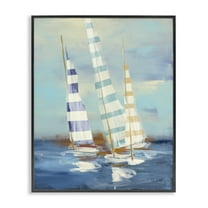 Stupell Industries Summer Regatta Boats Transportation Painting Black Framed Art Print Wall Art, 11 x 14