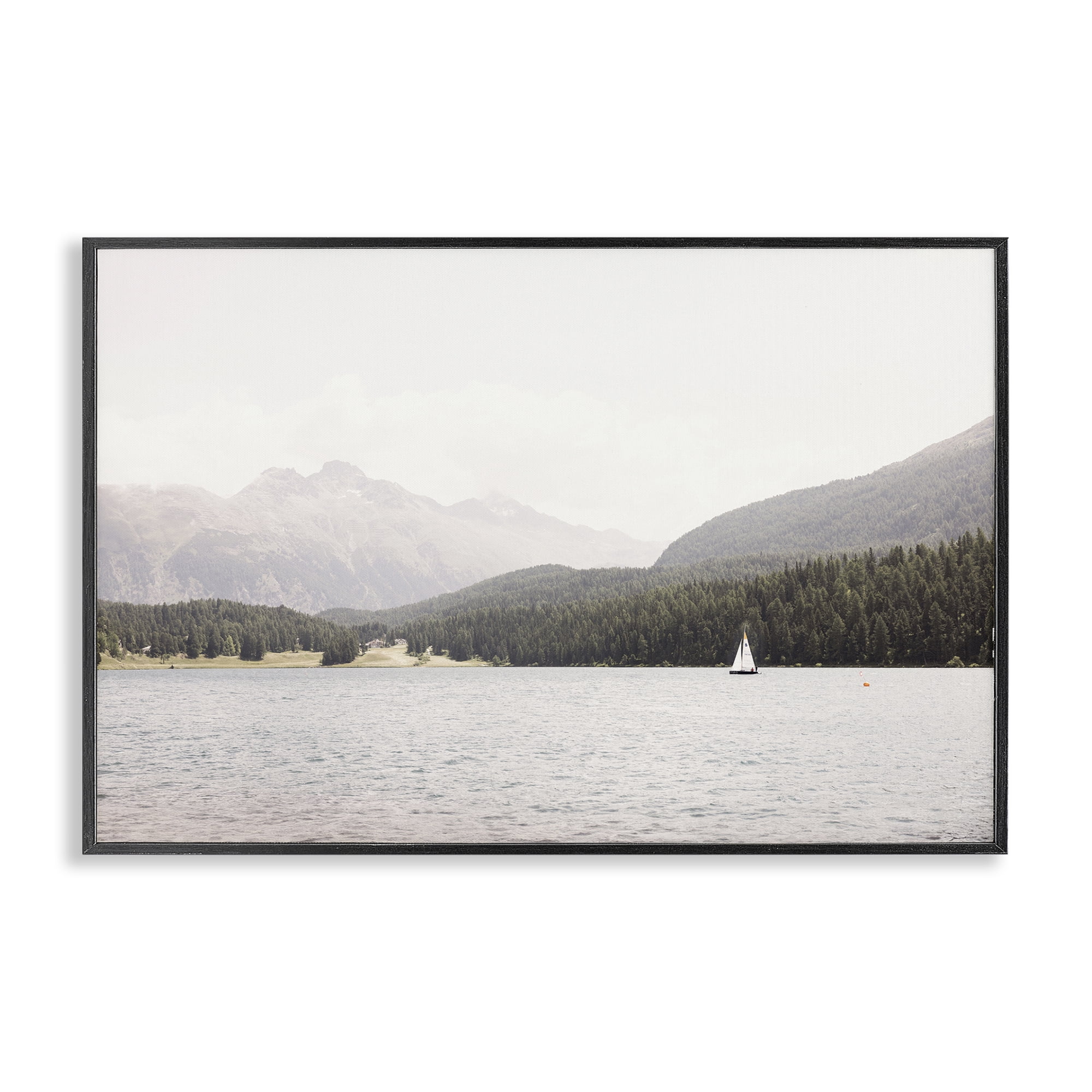Stupell Industries Summer Sailboat View Landscape & Nature Photography Black Framed Art Print Wall Art, 30 x 20