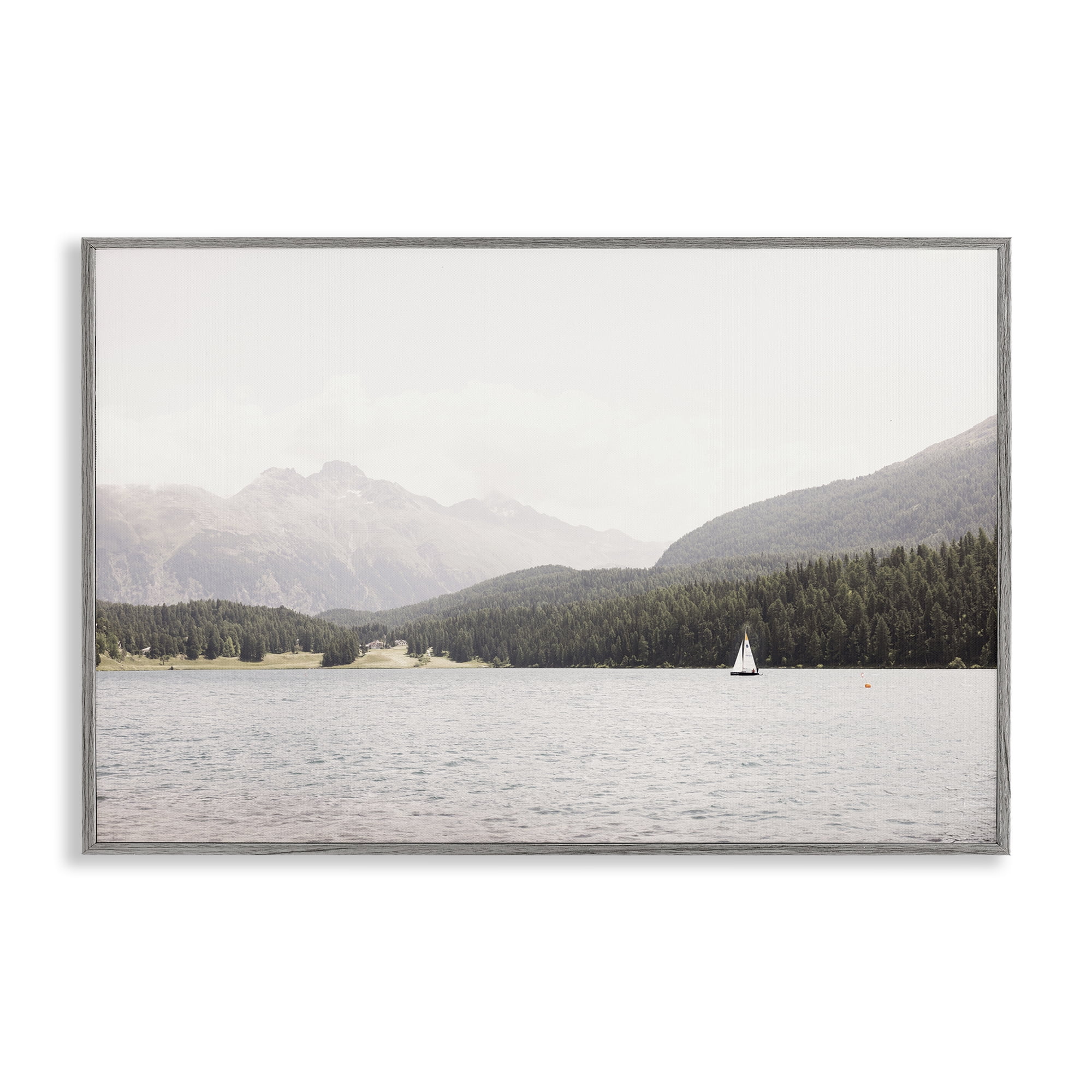 Stupell Industries Summer Sailboat View Landscape & Nature Photography Gray Framed Art Print Wall Art, 18 x 12