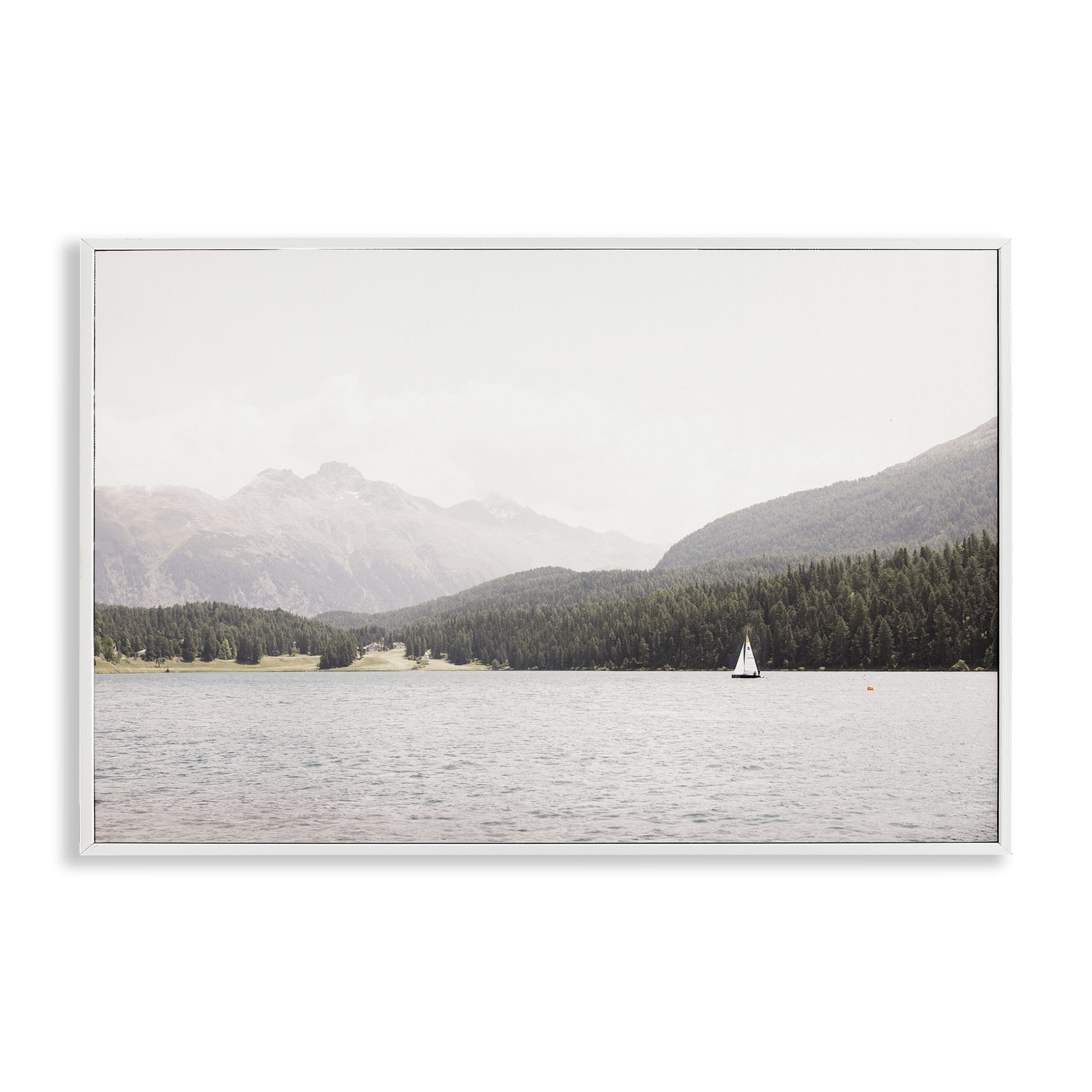 Stupell Industries Summer Sailboat View Landscape & Nature Photography White Framed Art Print Wall Art, 30 x 20