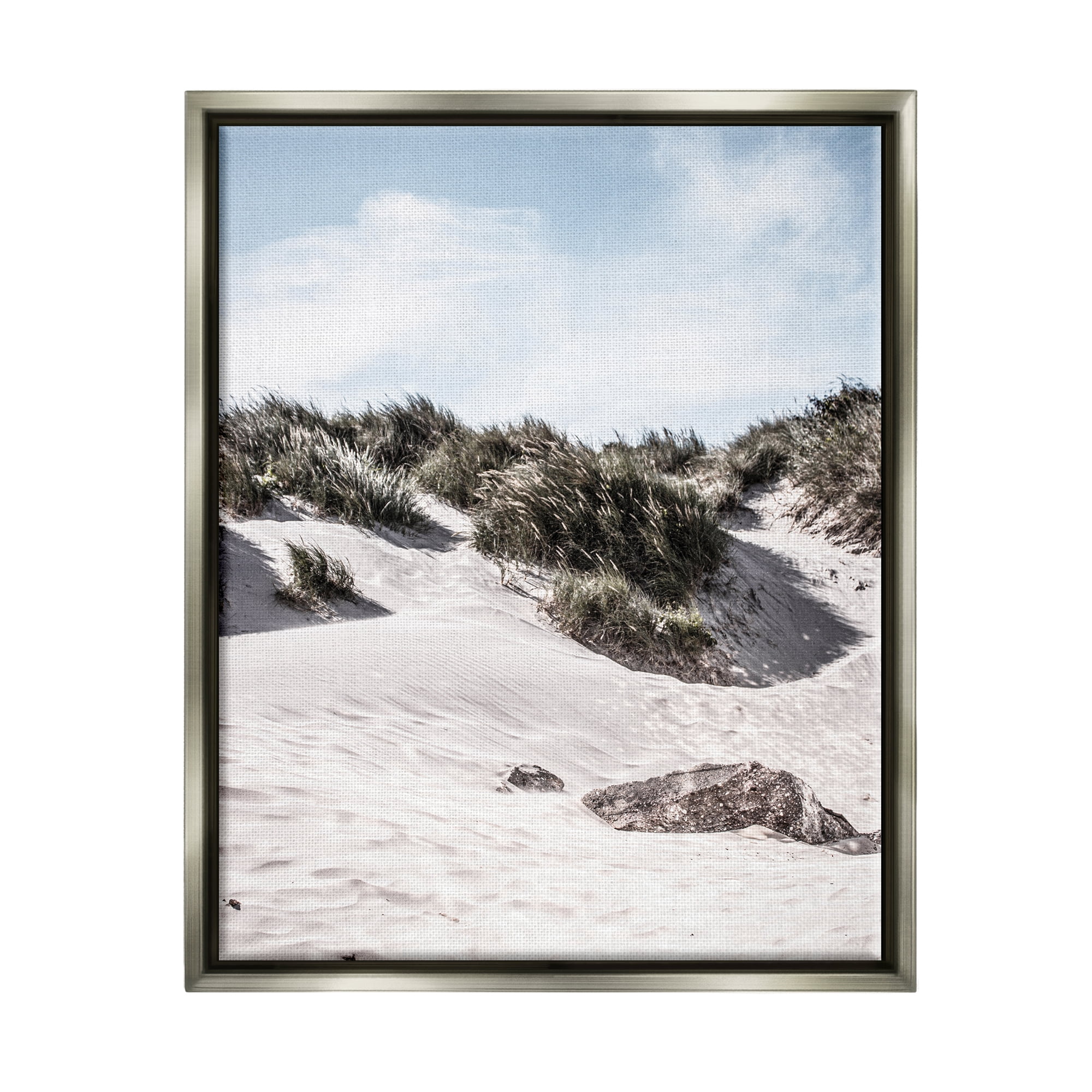 Stupell Industries Summer Sand Dunes Nature Photography Gray Floater Framed Art Print Wall Art, 25 x 31
