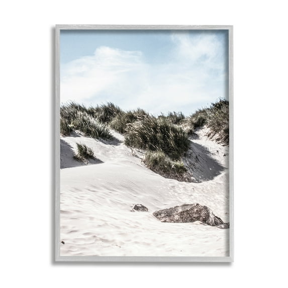 Stupell Industries Summer Sand Dunes Nature Photography Gray Framed Art Print Wall Art, 11 x 14