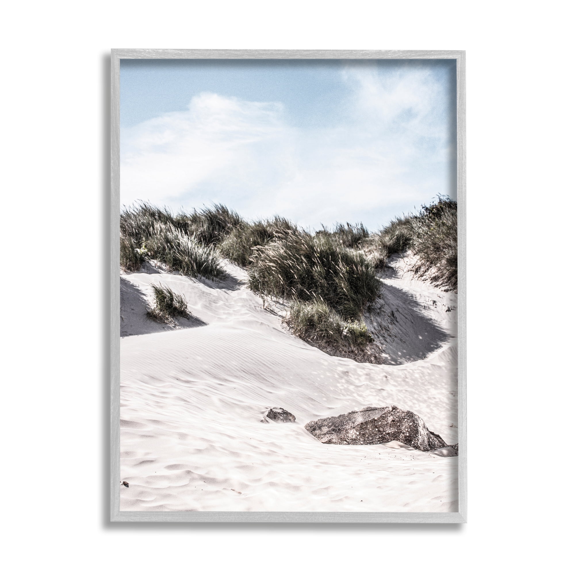 Stupell Industries Summer Sand Dunes Nature Photography Gray Framed Art Print Wall Art, 24 x 30