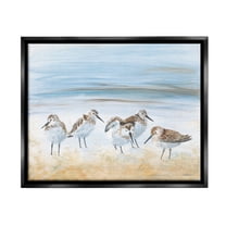 Stupell Industries Summer Sandpipers on Shore Animals & Insects Painting Black Floater Framed Canvas Art Print Wall Art, 21 x 17