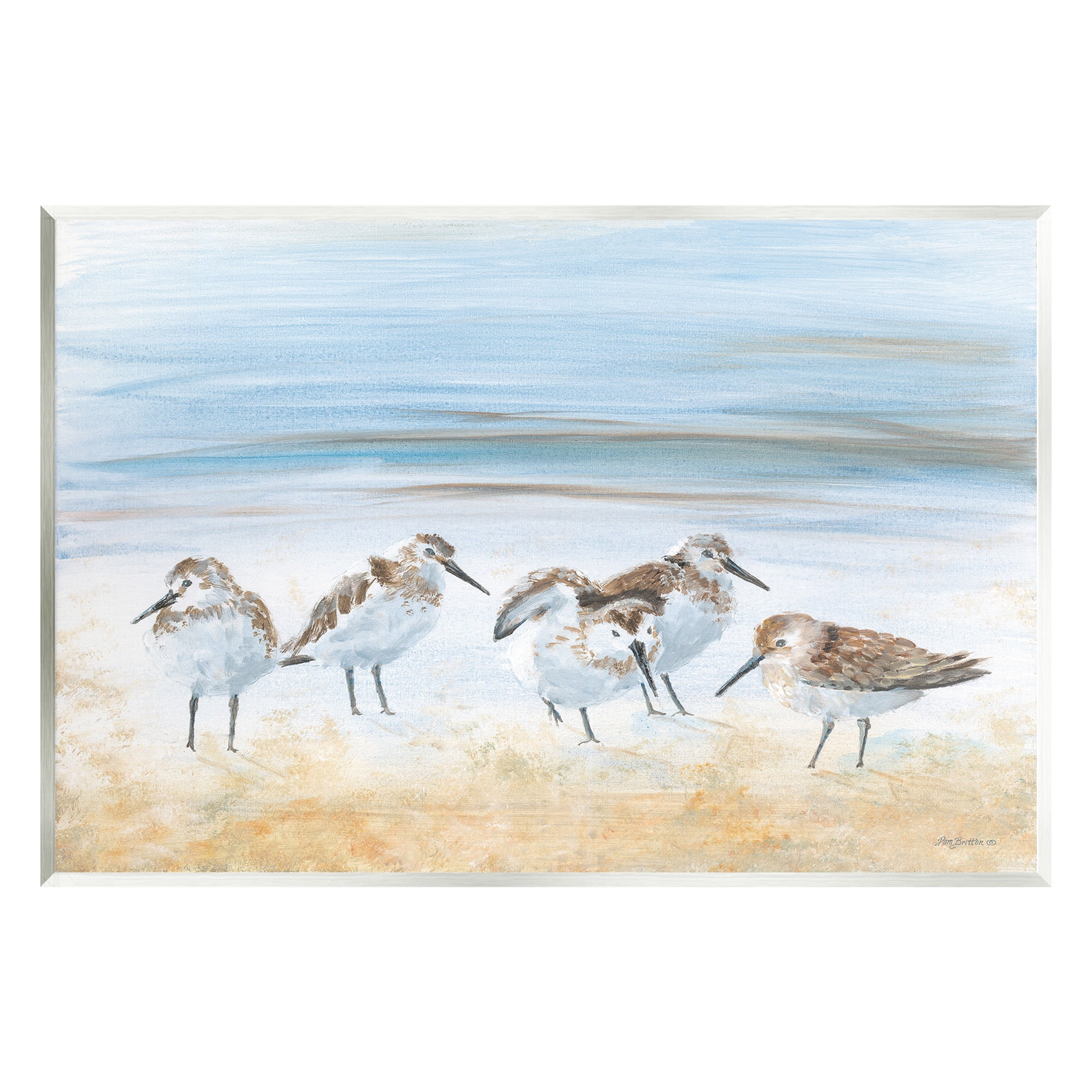 Stupell Industries Summer Sandpipers on Shore Animals & Insects Painting Unframed Art Print Wall Art, 19 x 13