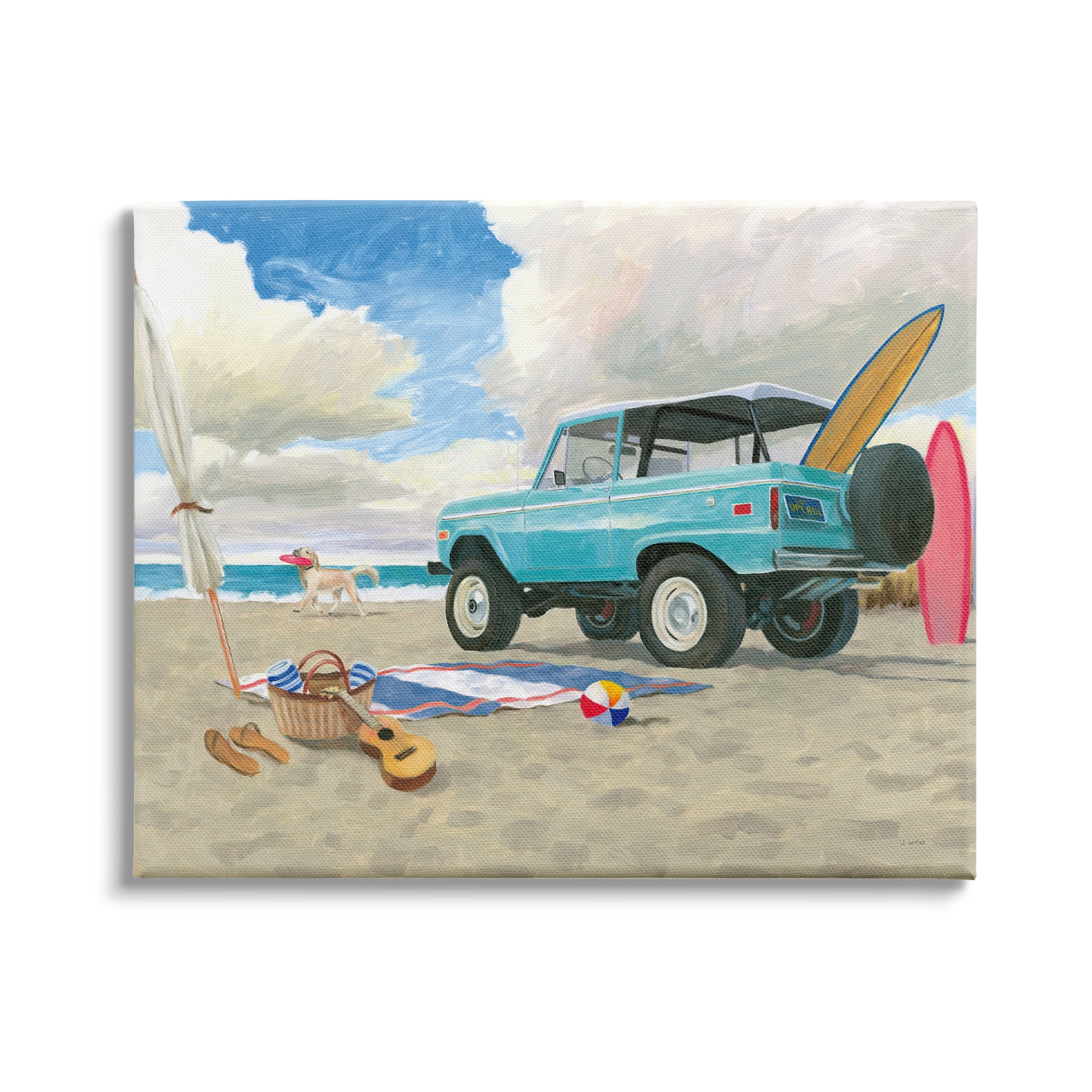 Stupell Industries Summer Sandy Beach Cruiser Surfboard Coastal Dog, 20 x 16, Design by James Wiens
