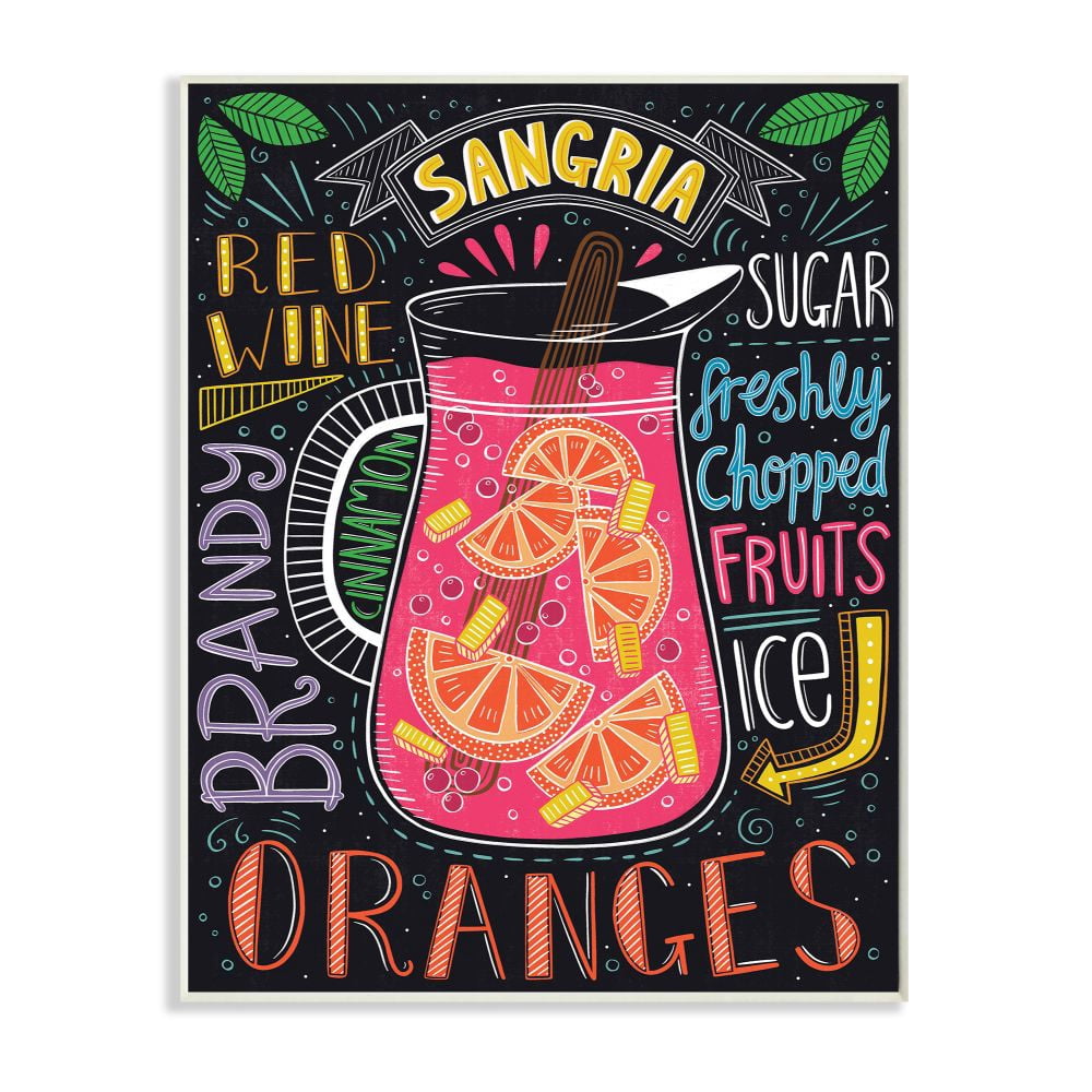 Stupell Industries Summer Sangria Pitcher Chalk Style Ingredient List Designed by Lisa Barlow